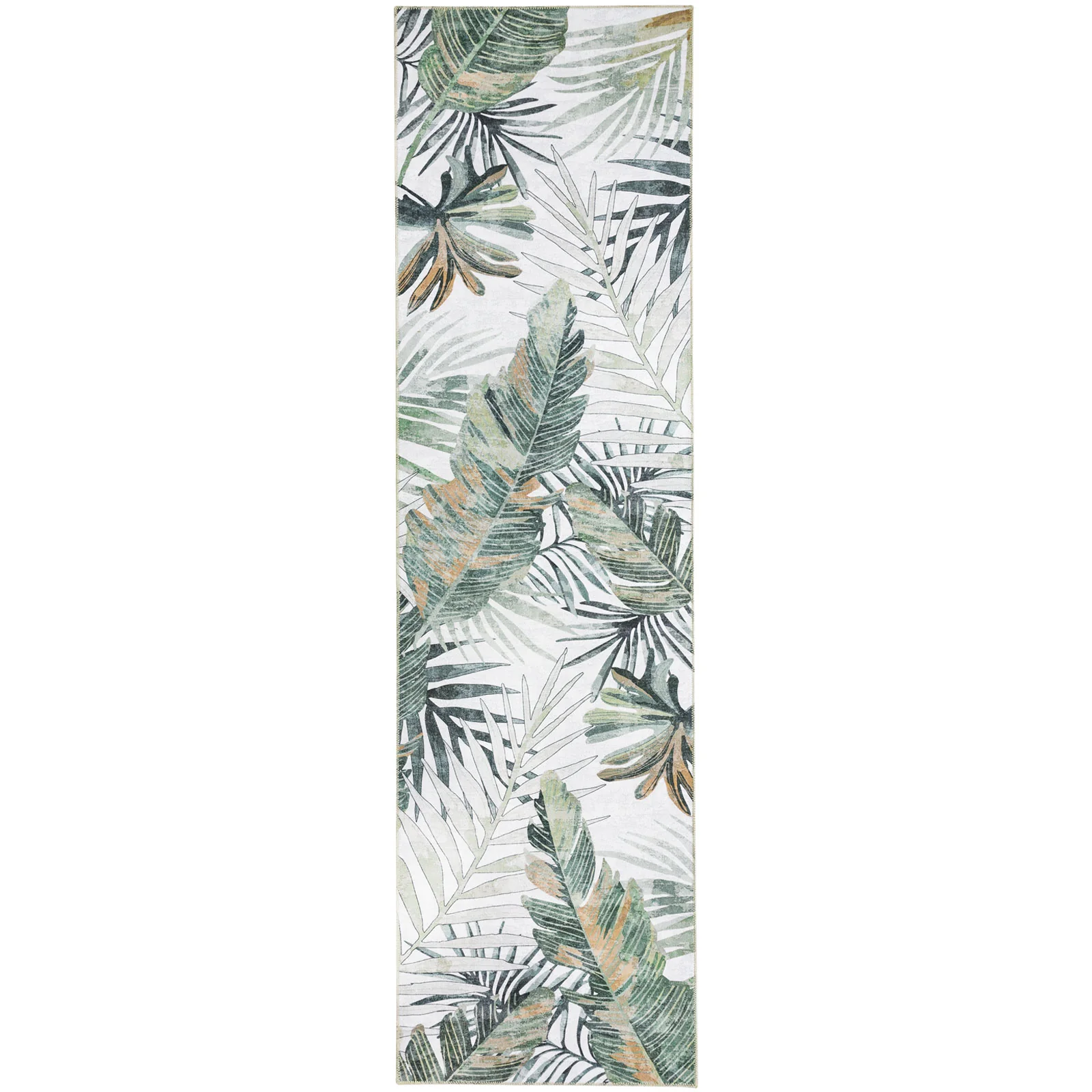Beautiful Green Runner Rug Tropical Leaves Entry Way Carpet Anti Slip Rug Washable 80x300 - Image 5