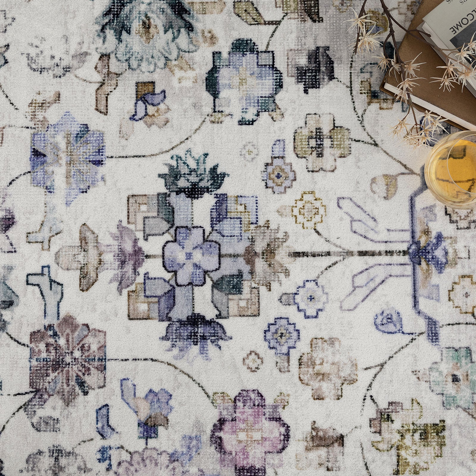 Beautiful Hallway Runner Rug Blue Floral Ivory Non Slip Kitchen Runners Washable  80x300cm - Image 9