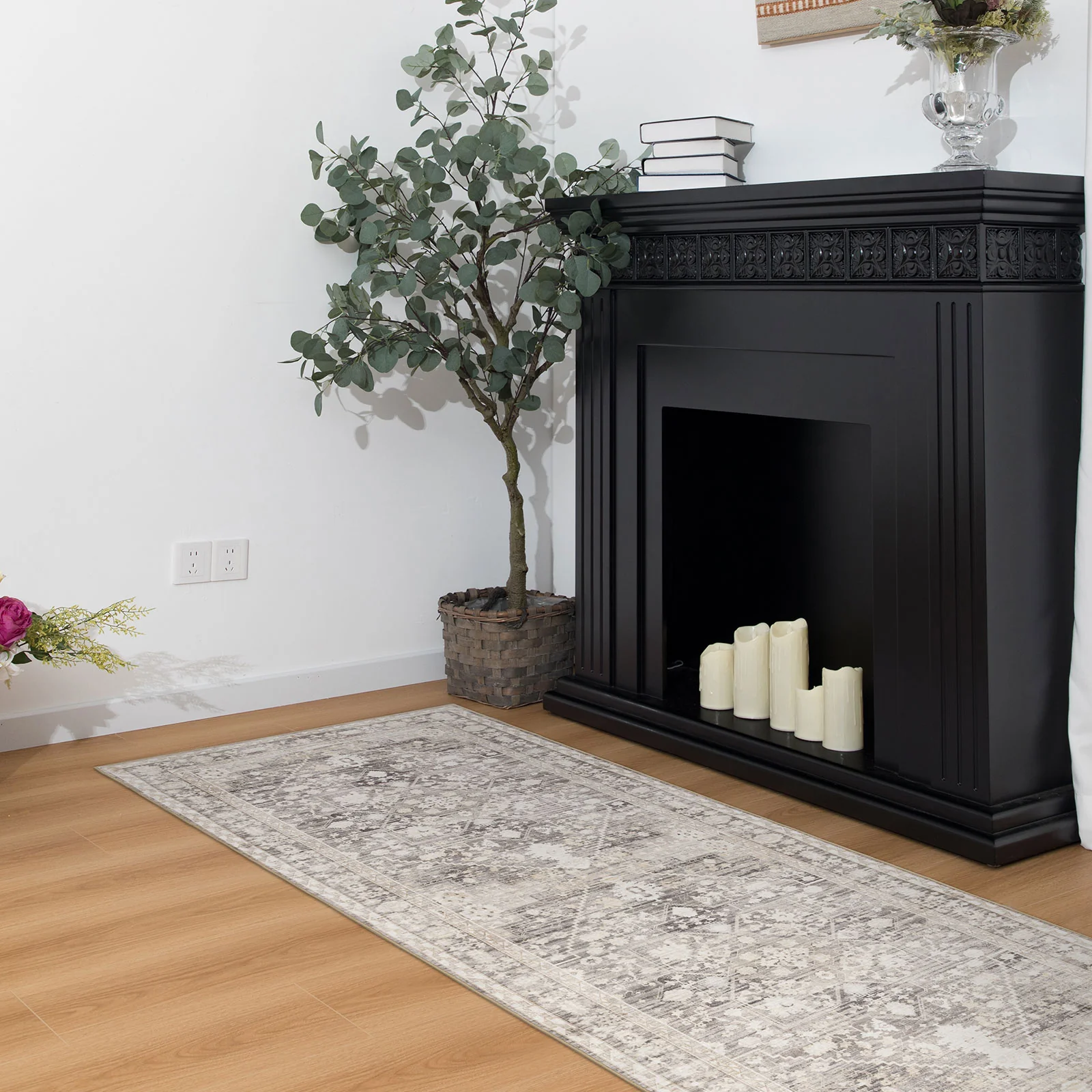 Beige Runner Plush Traditional Carpet Machine Washable Hallway Rugs 80x300cm - Image 9