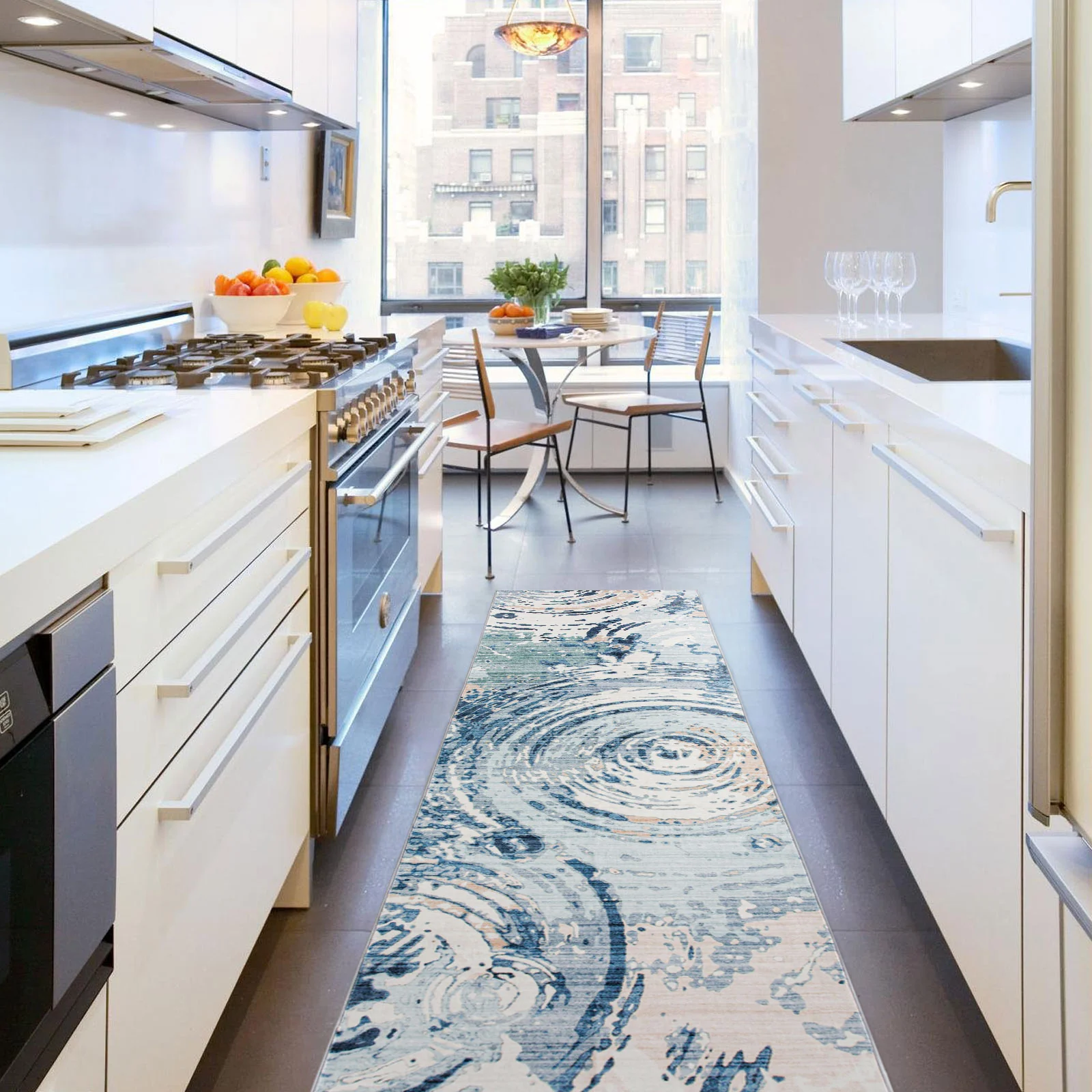 Blue Hallway Runner Soft Plush Corridor Rug Machine Washable Kitchen Mat 80x300c - Image 3