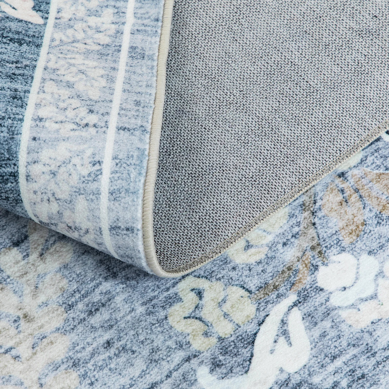 Sky Blue Hallway Runner Non Slip Corridor Rug Soft Allover Leaves Carpet 80x300cm - Image 8