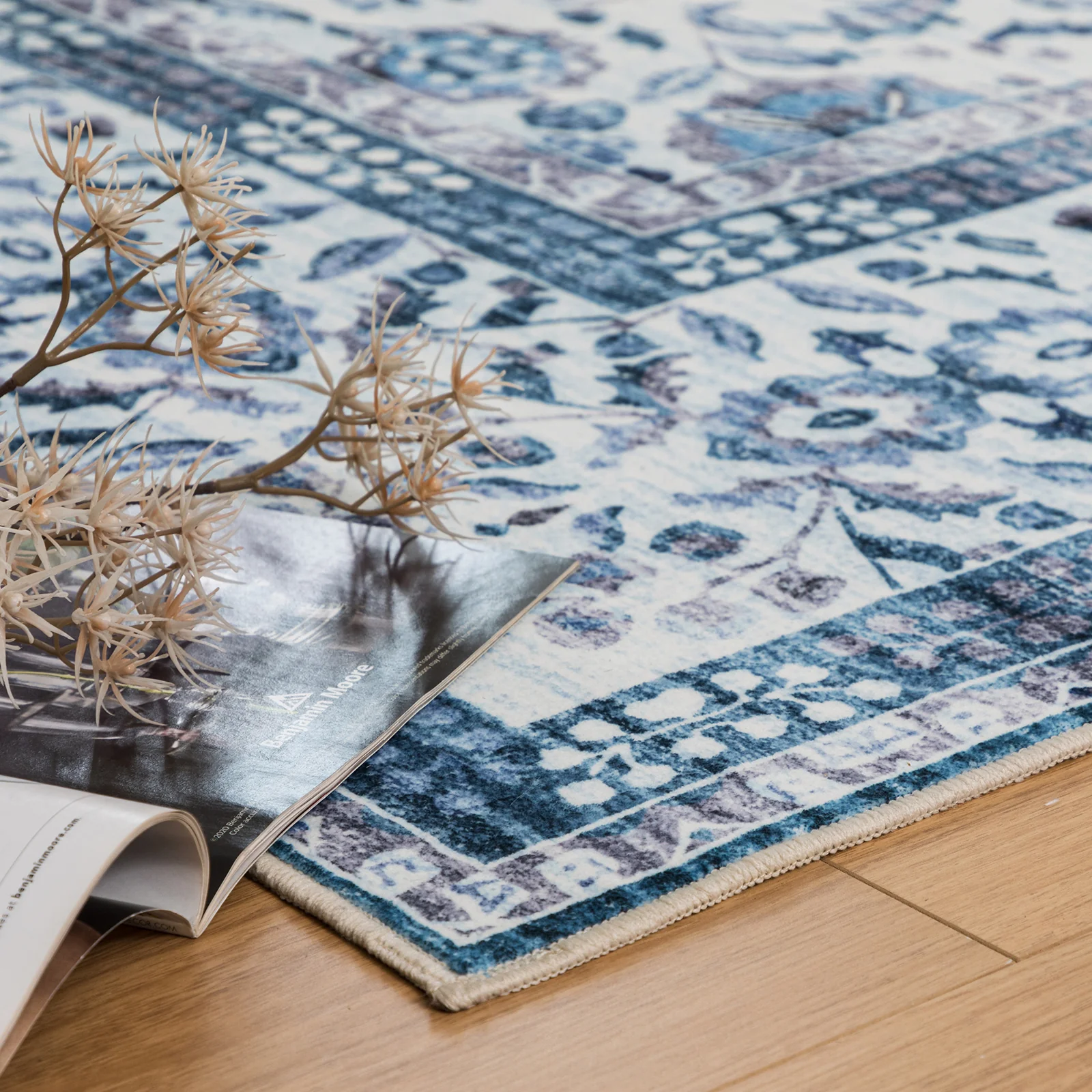 Bright Blue Mandala Hallway Runner Soft Plush Floor Rug Washable Mat 80x300cm - Image 5