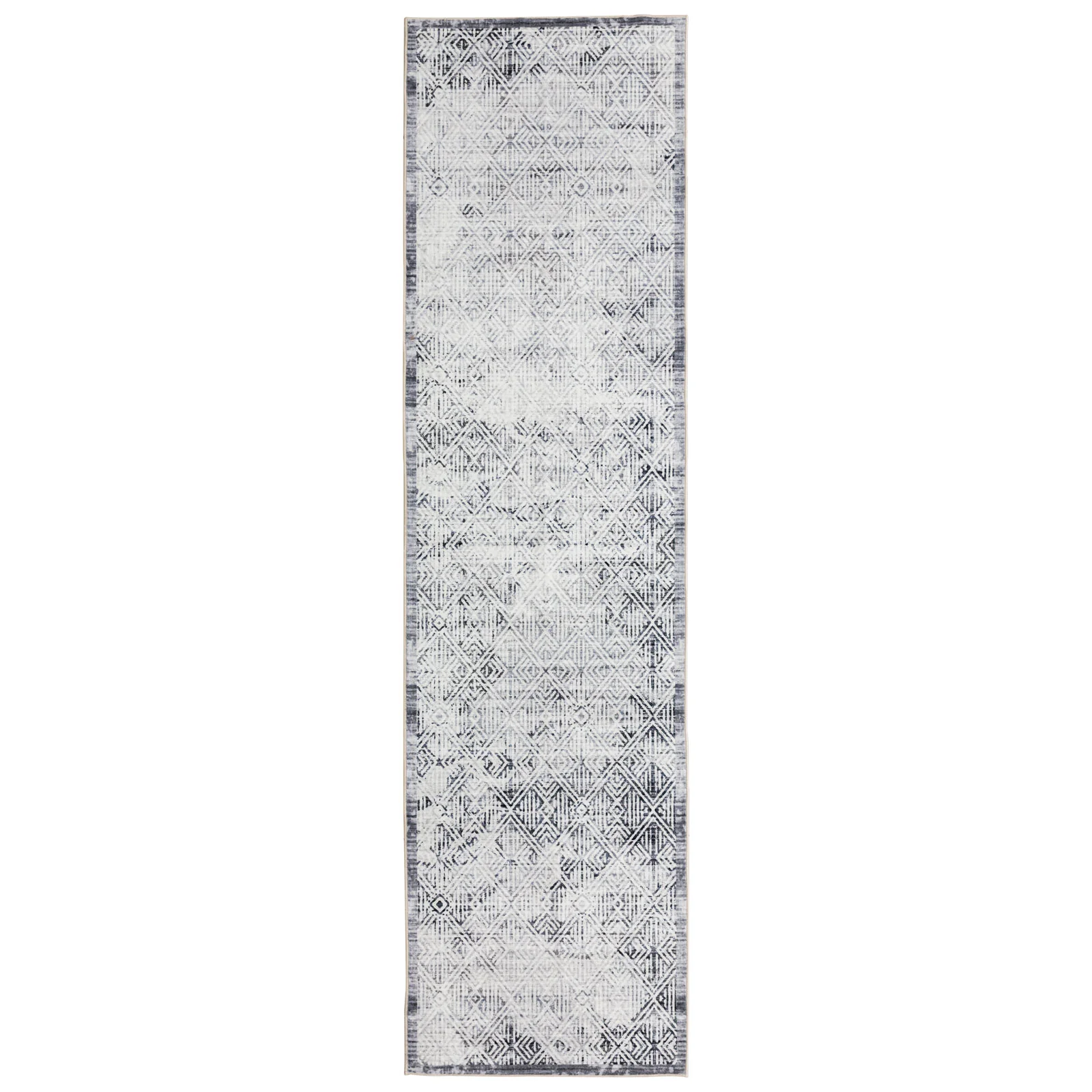 Clearance Extra Large Minimalist Rug Light Grey Distressed Abstract Geometric Diamond Carpet Machine Washable Mat - Image 11