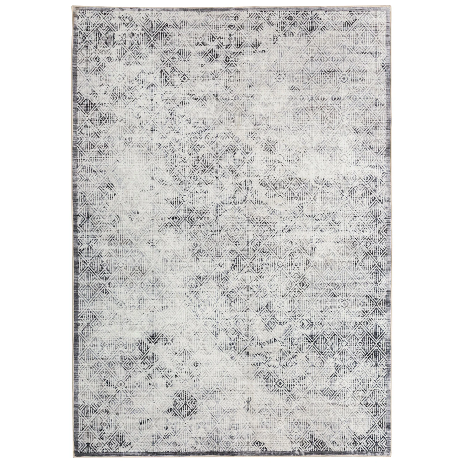 Clearance Extra Large Minimalist Rug Light Grey Distressed Abstract Geometric Diamond Carpet Machine Washable Mat - Image 5