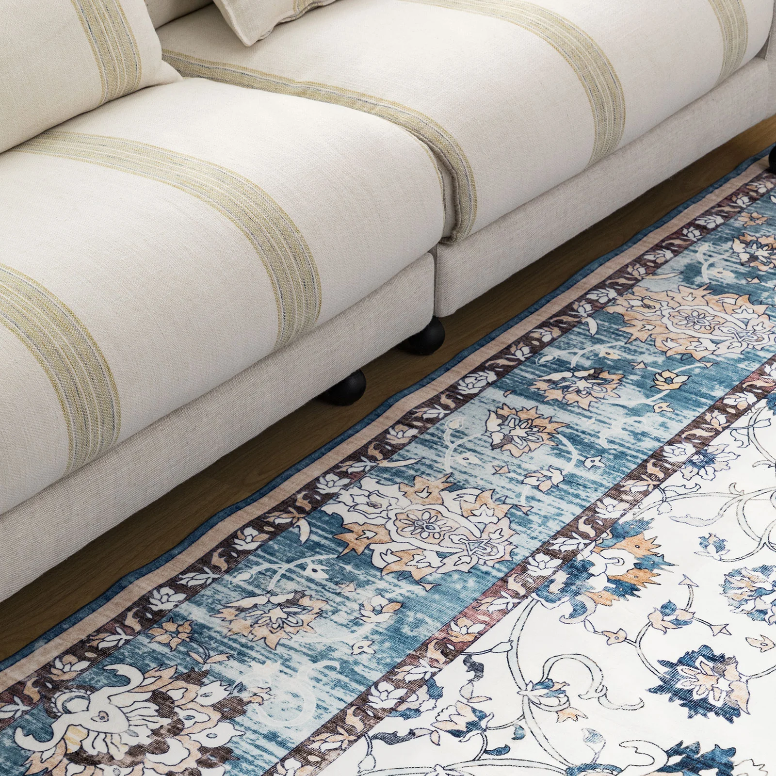 Clearance Extra Large Baby Blue Area Rug Soft Plush Allover Traditional Carpet Machine Washable - Image 23