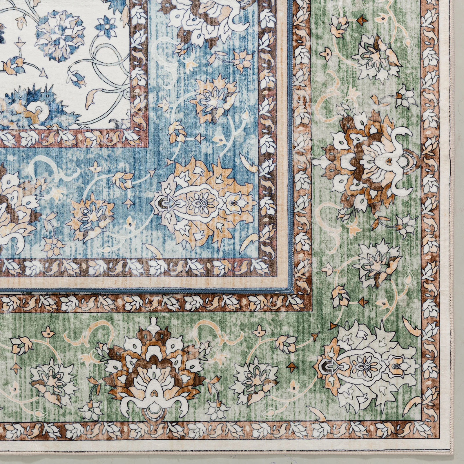 Clearance Extra Large Sage Green Area Rug Soft Traditional Carpet Machine Washable Mat - Image 20