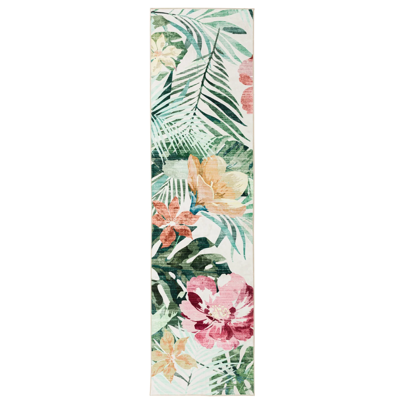 Extra Large Floor Rug Green Pink Tropical Bloom Modern Carpet Machine Washable Mat - Image 13