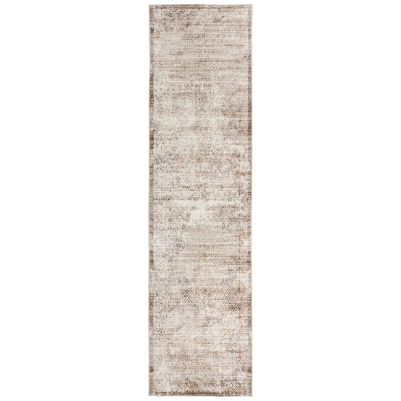 Clearance Extra Large Beige Area Rug Soft Distressed Diamond Modern Carpet Machine Washable Mat - Image 6
