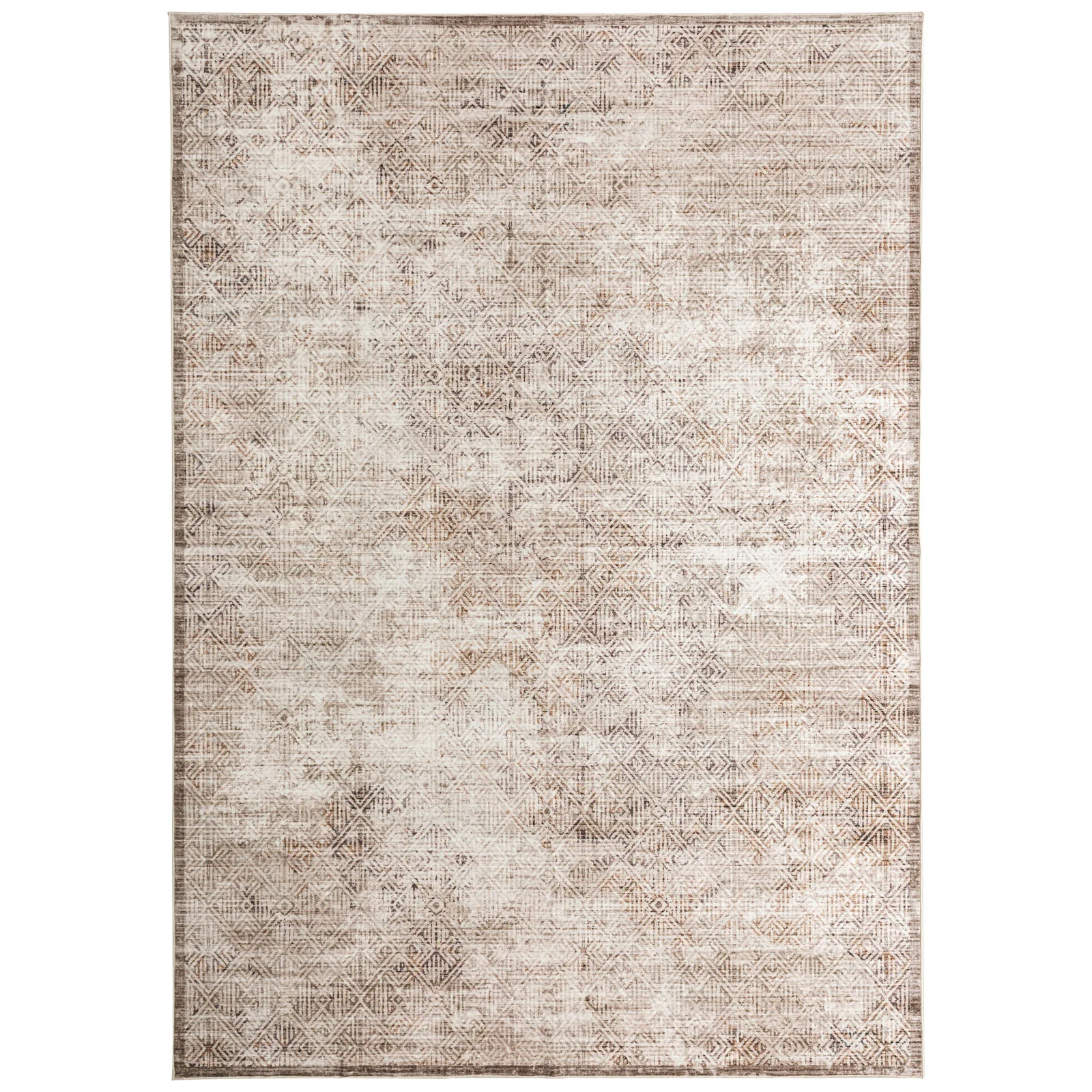 Clearance Extra Large Beige Area Rug Soft Distressed Diamond Modern Carpet Machine Washable Mat - Image 8