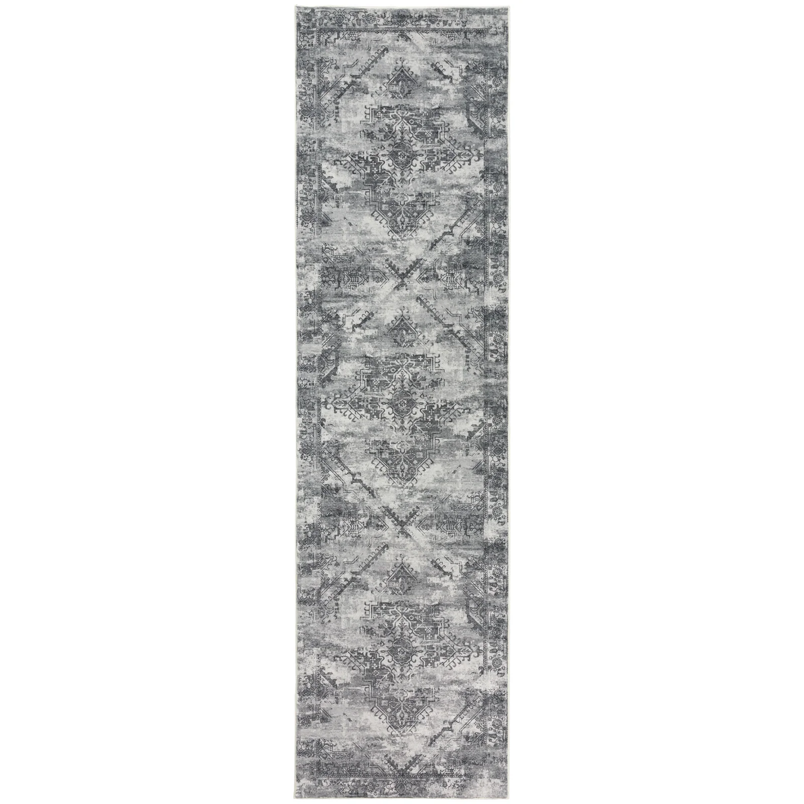 Hall Way Runner Rug Charcoal Gray Vintage Bedside Carpet Corridor Rugs Washable 80x300cm - Image 4