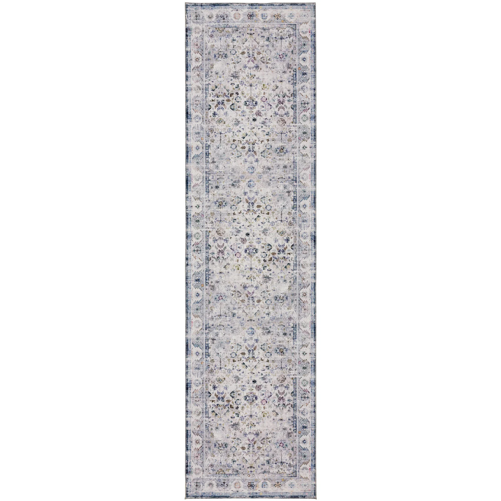 Extra Large Floor Rug Blue Ivory Allover Distressed Machine Washable Carpet Runner Rugs Washable - Image 13