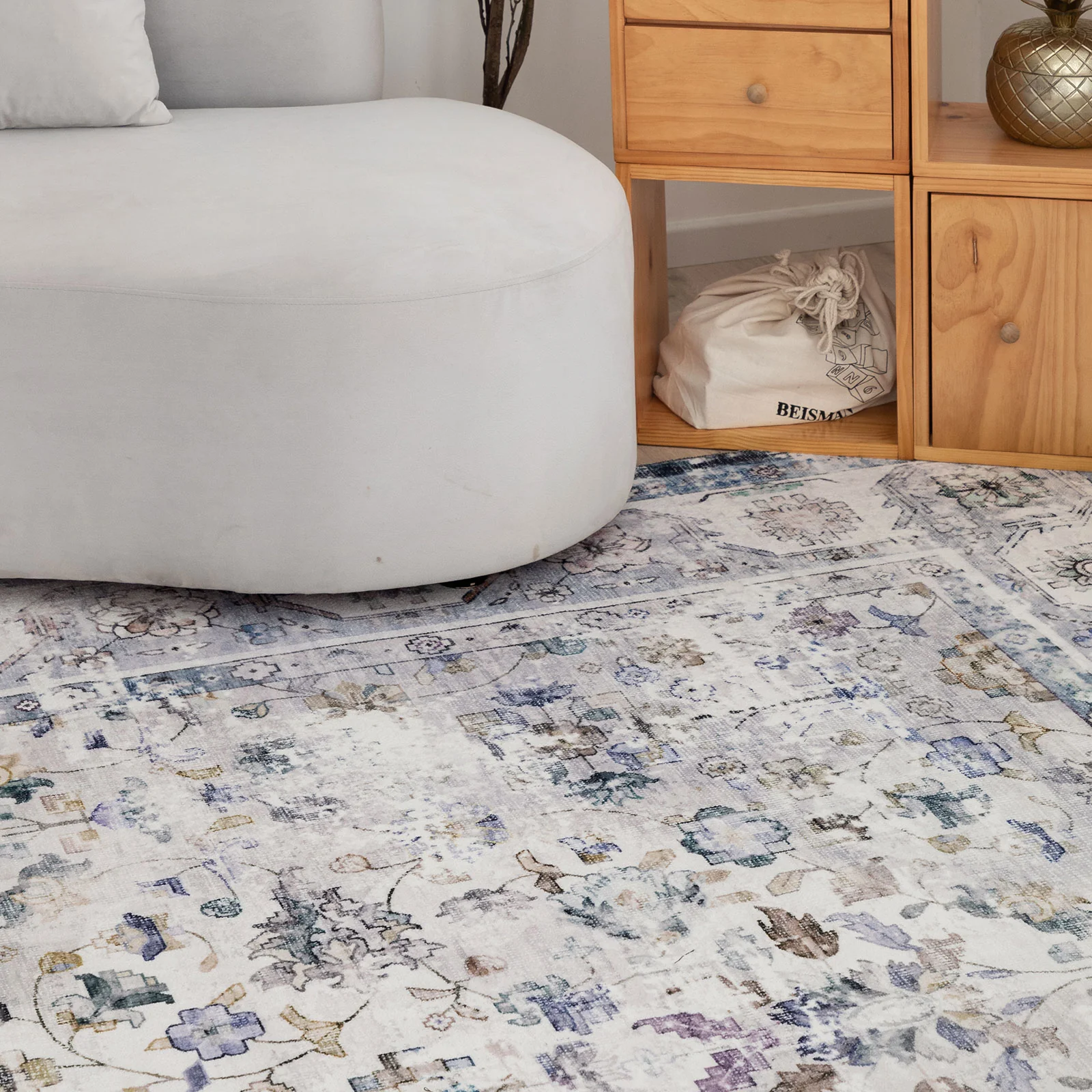 Extra Large Floor Rug Blue Ivory Allover Distressed Machine Washable Carpet Runner Rugs Washable - Image 22