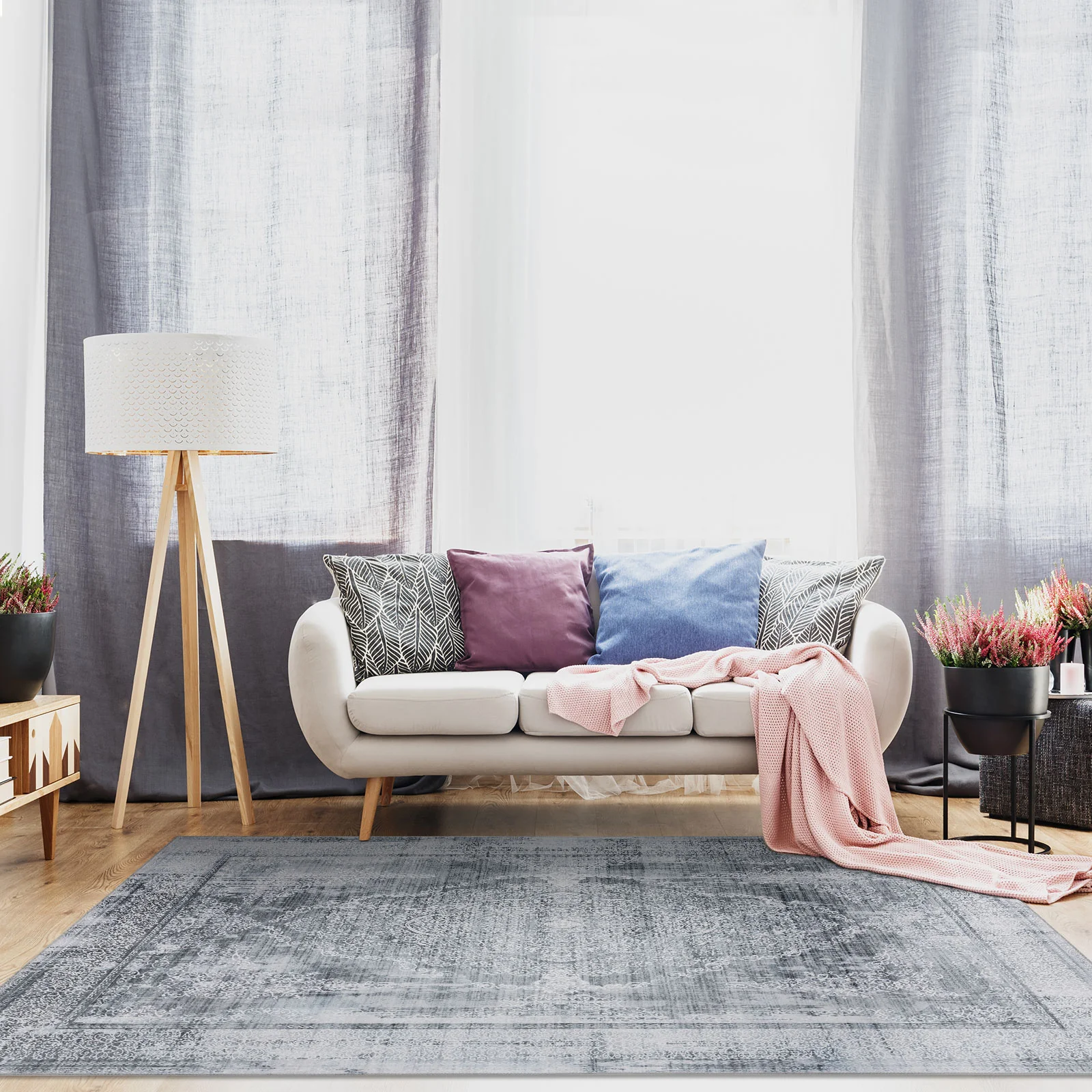 Extra Large Rug Silver Grey Slate Beautiful Paisley Medallion Carpet High Traffic Machine Washable - Image 11