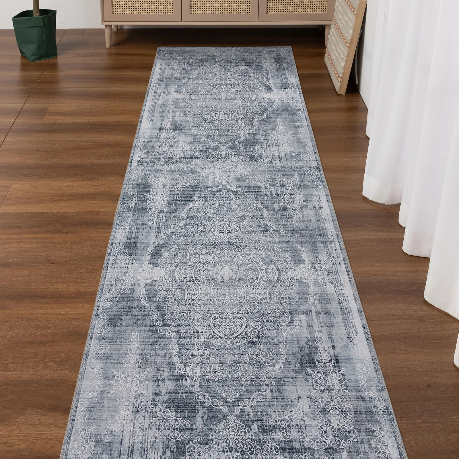 Extra Large Rug Silver Grey Slate Beautiful Paisley Medallion Carpet High Traffic Machine Washable - Image 13