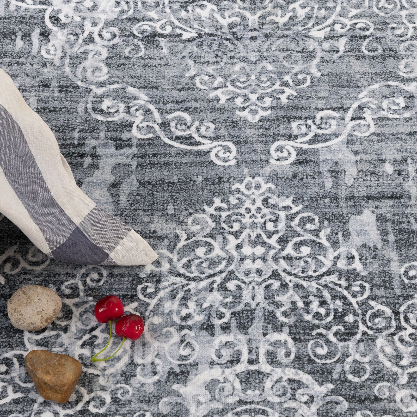 Extra Large Rug Silver Grey Slate Beautiful Paisley Medallion Carpet High Traffic Machine Washable - Image 20