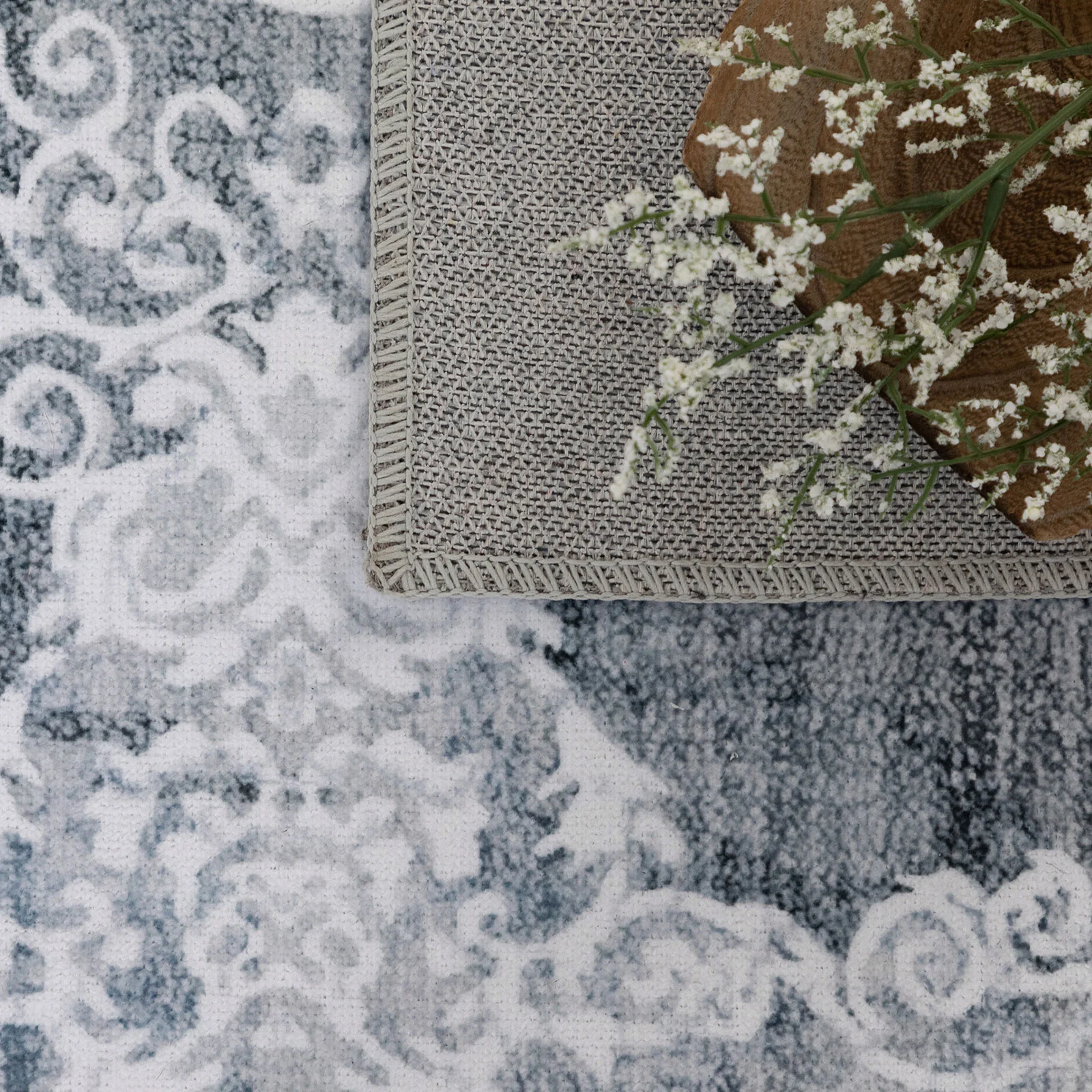 Extra Large Rug Silver Grey Slate Beautiful Paisley Medallion Carpet High Traffic Machine Washable - Image 23