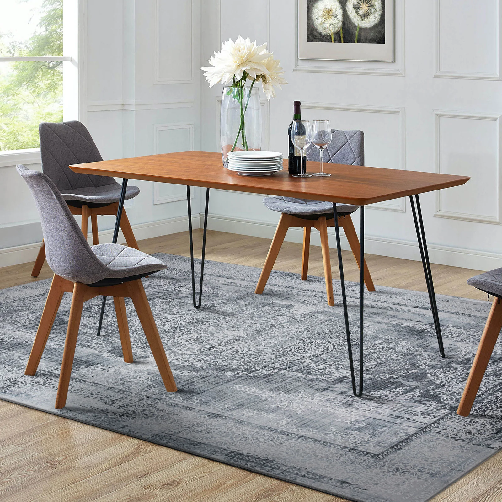 Extra Large Rug Silver Grey Slate Beautiful Paisley Medallion Carpet High Traffic Machine Washable - Image 8