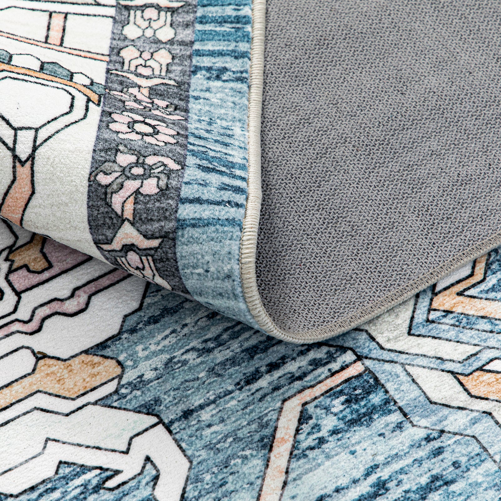 Extra Large Rug Light Blue Peony Distressed Classic Lounges Carpet Runner Machine Washable - Image 21