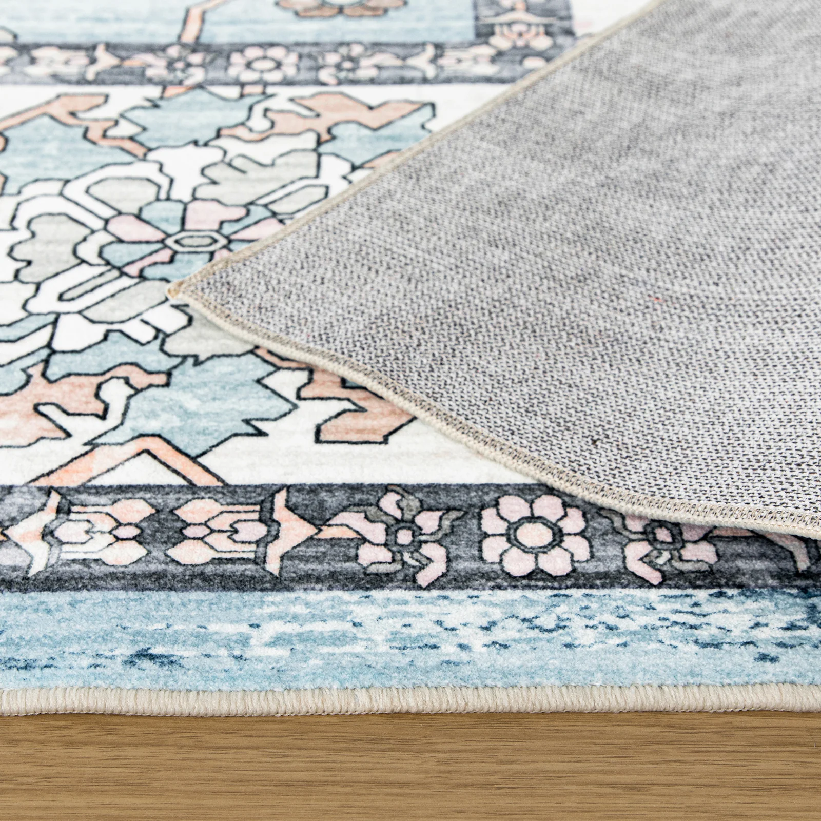 Extra Large Rug Light Blue Peony Distressed Classic Lounges Carpet Runner Machine Washable - Image 25