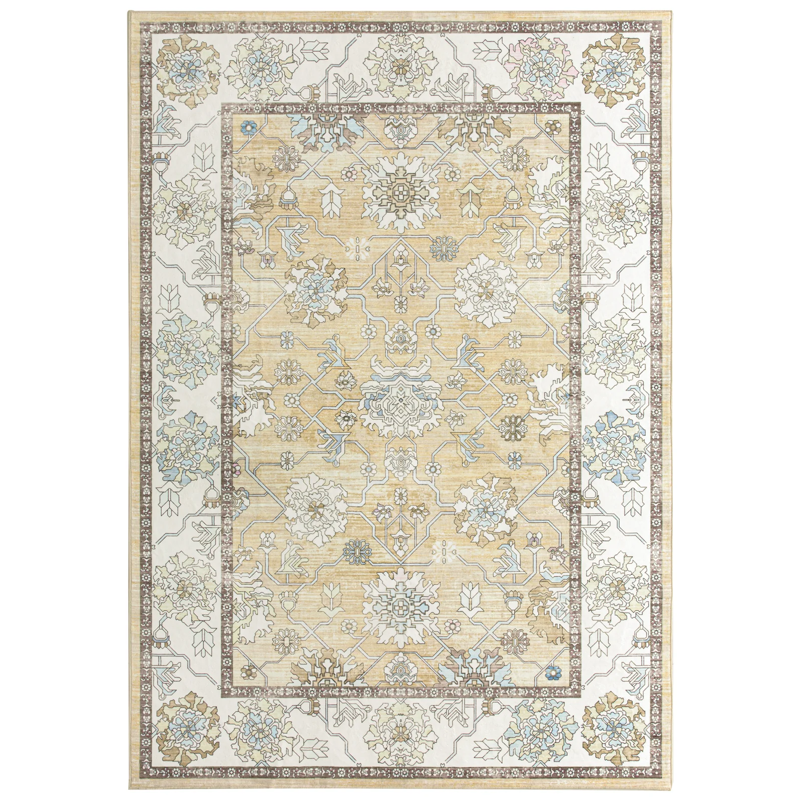 Extra Large Soft Gold Beige Modern Classic Carpet Vintage Hallway Runner Machine Washable - Image 10