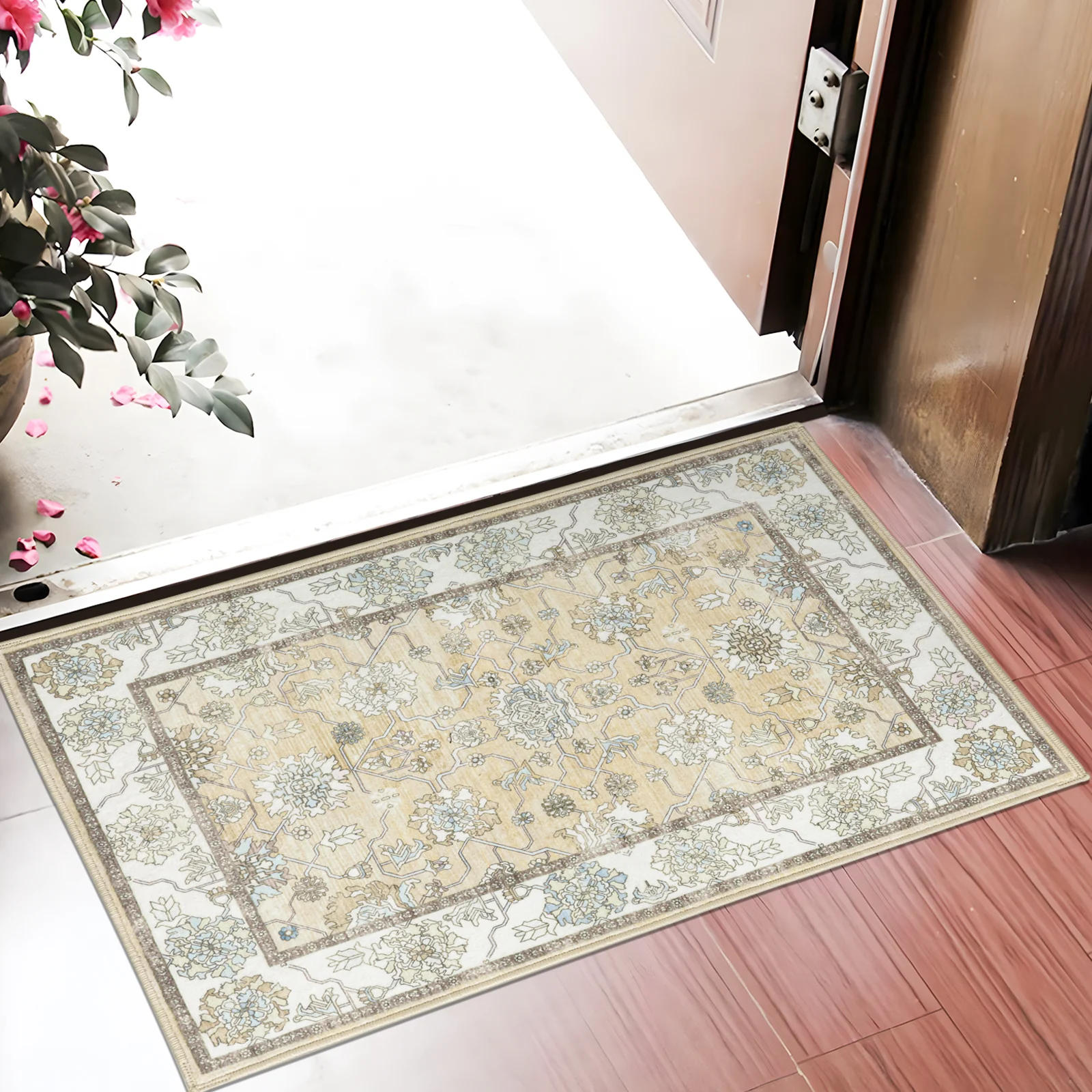Extra Large Soft Gold Beige Modern Classic Carpet Vintage Hallway Runner Machine Washable - Image 15