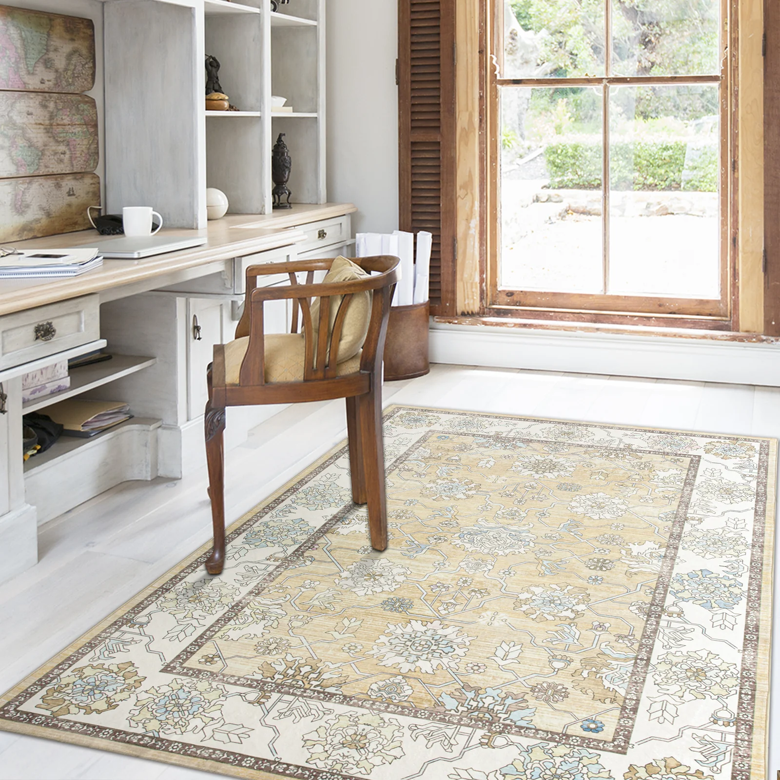 Extra Large Soft Gold Beige Modern Classic Carpet Vintage Hallway Runner Machine Washable - Image 5