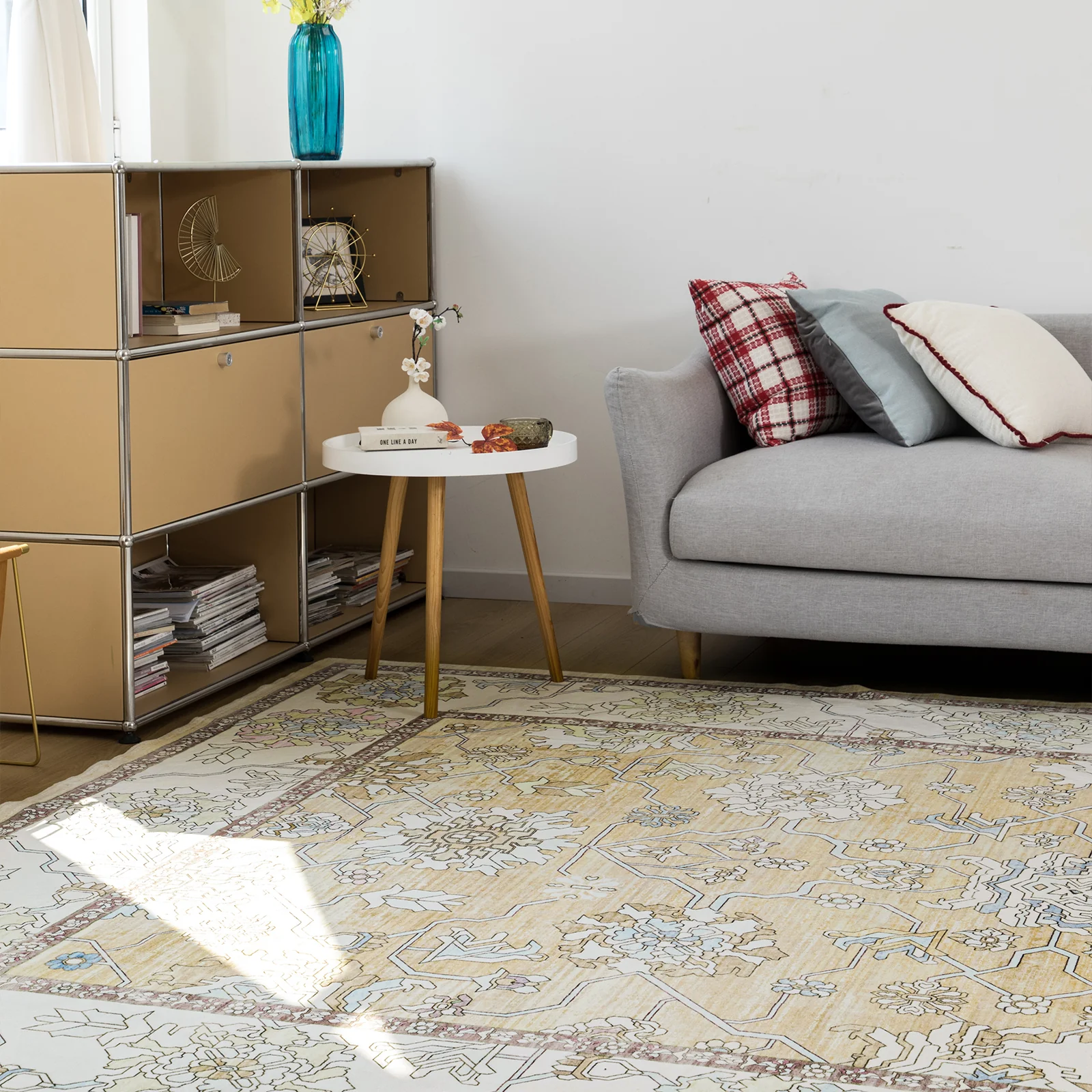 Extra Large Soft Gold Beige Modern Classic Carpet Vintage Hallway Runner Machine Washable - Image 7