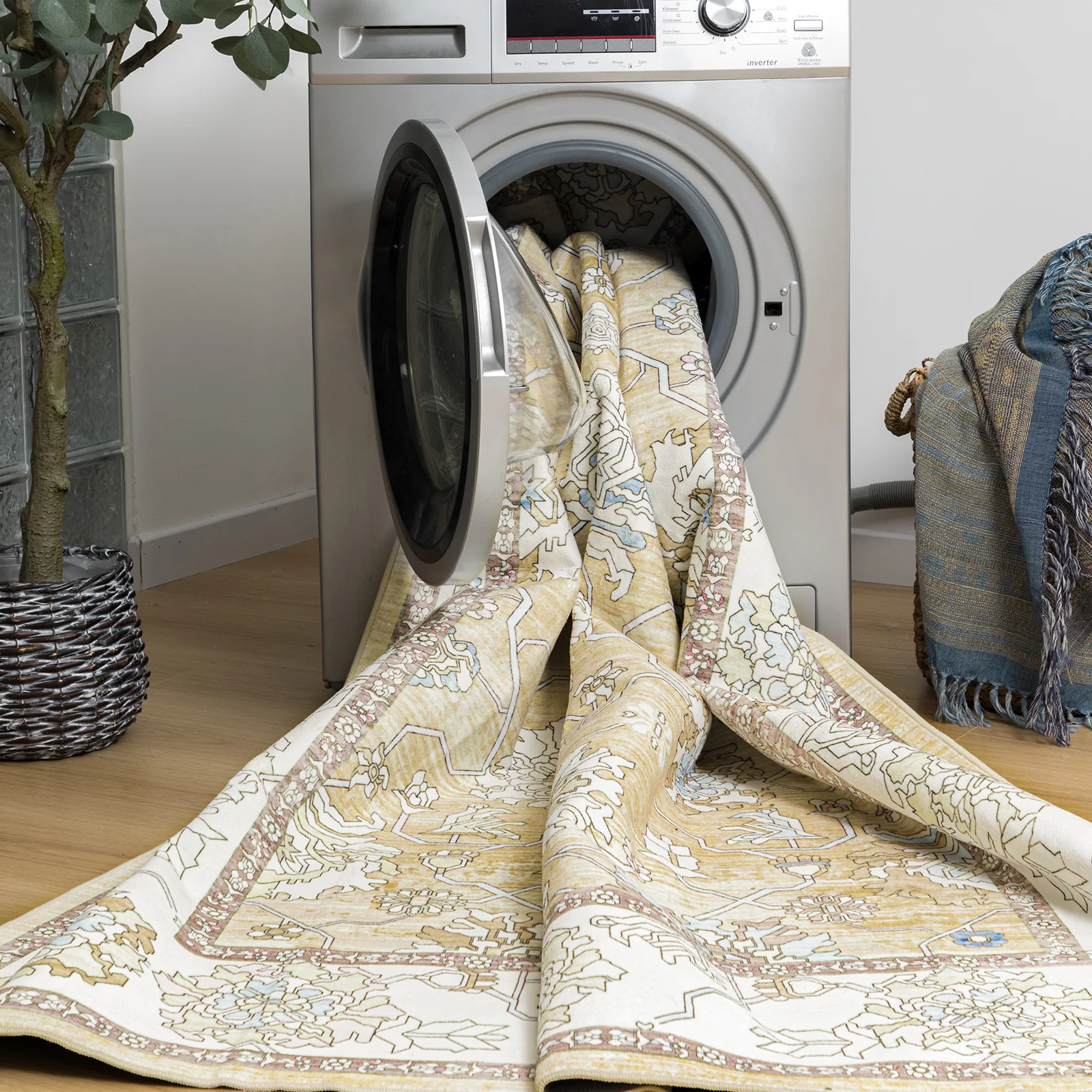 Extra Large Soft Gold Beige Modern Classic Carpet Vintage Hallway Runner Machine Washable - Image 9