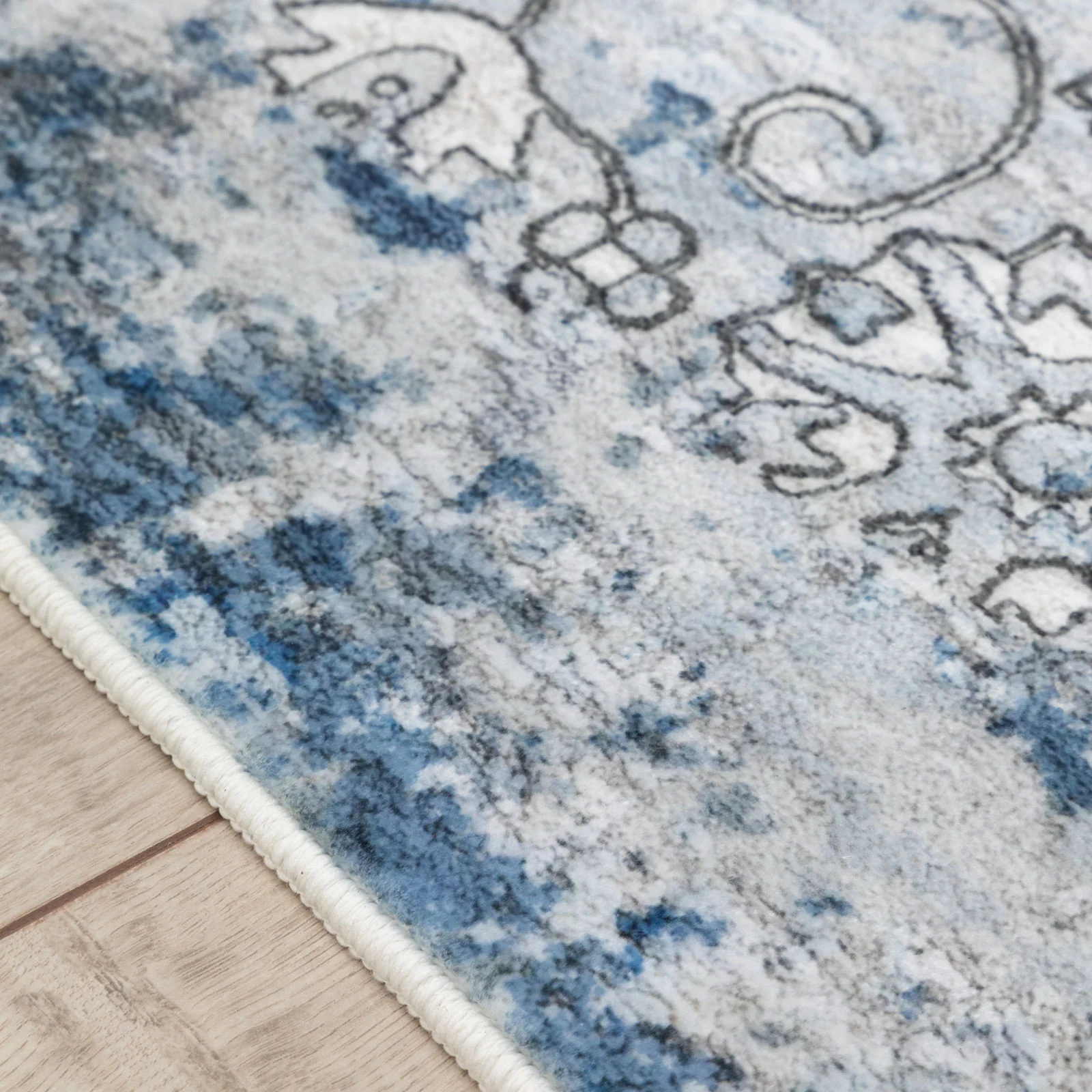 Clearance Extra Large Area Rug Blue Grey Thick Warm Plush Distressed Allover Distressed Vintage Carpet Machine Washable Rug Tufted Shaggy - Image 11