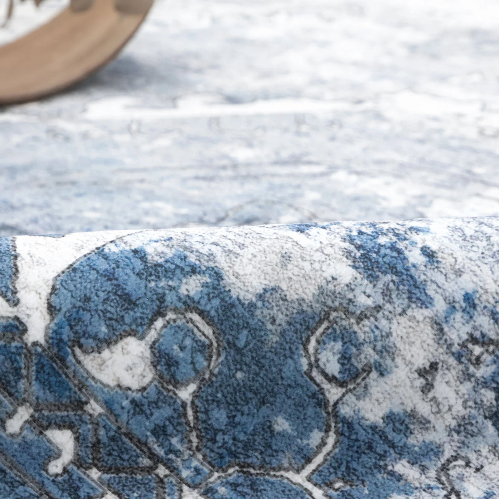 Clearance Extra Large Area Rug Blue Grey Thick Warm Plush Distressed Allover Distressed Vintage Carpet Machine Washable Rug Tufted Shaggy - Image 12