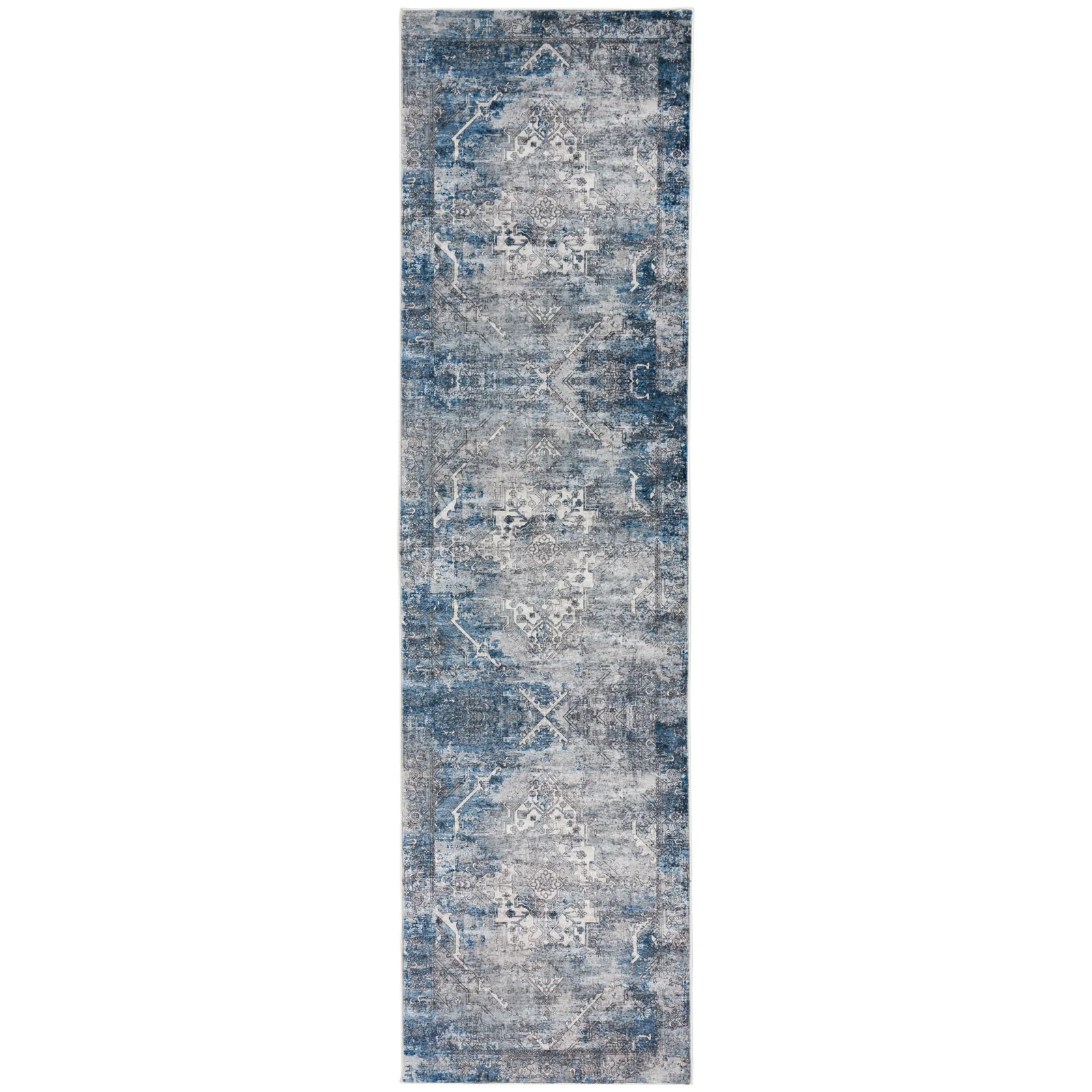 Clearance Extra Large Area Rug Blue Grey Thick Warm Plush Distressed Allover Distressed Vintage Carpet Machine Washable Rug Tufted Shaggy - Image 14