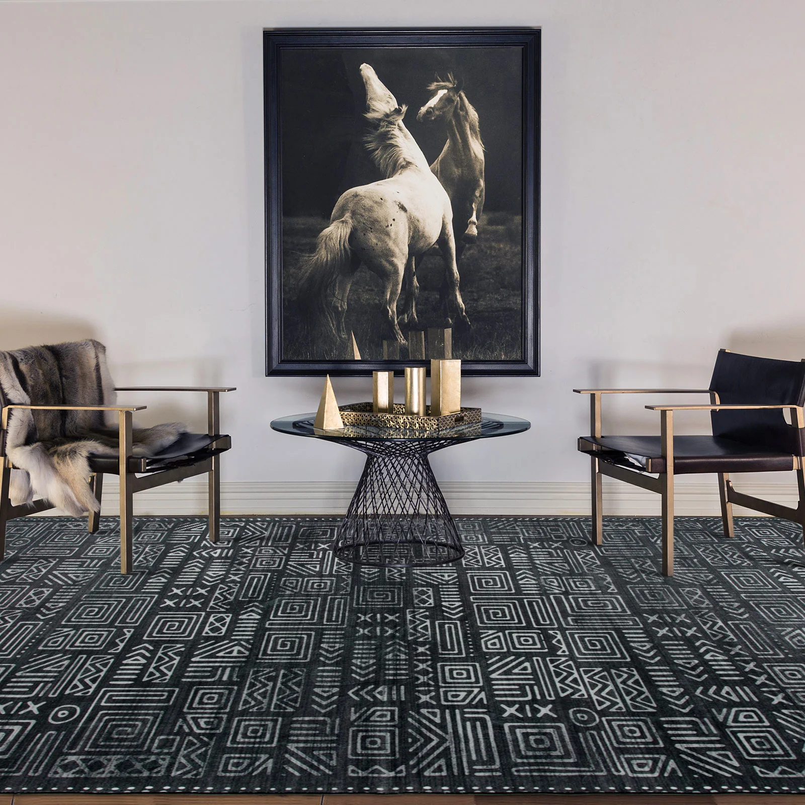 Clearance Extra Large Area Rug Charcoal Black Tribal Moroccan Geometric Non Slip Soft Plush Shaggy Machine Washable Carpet - Image 10