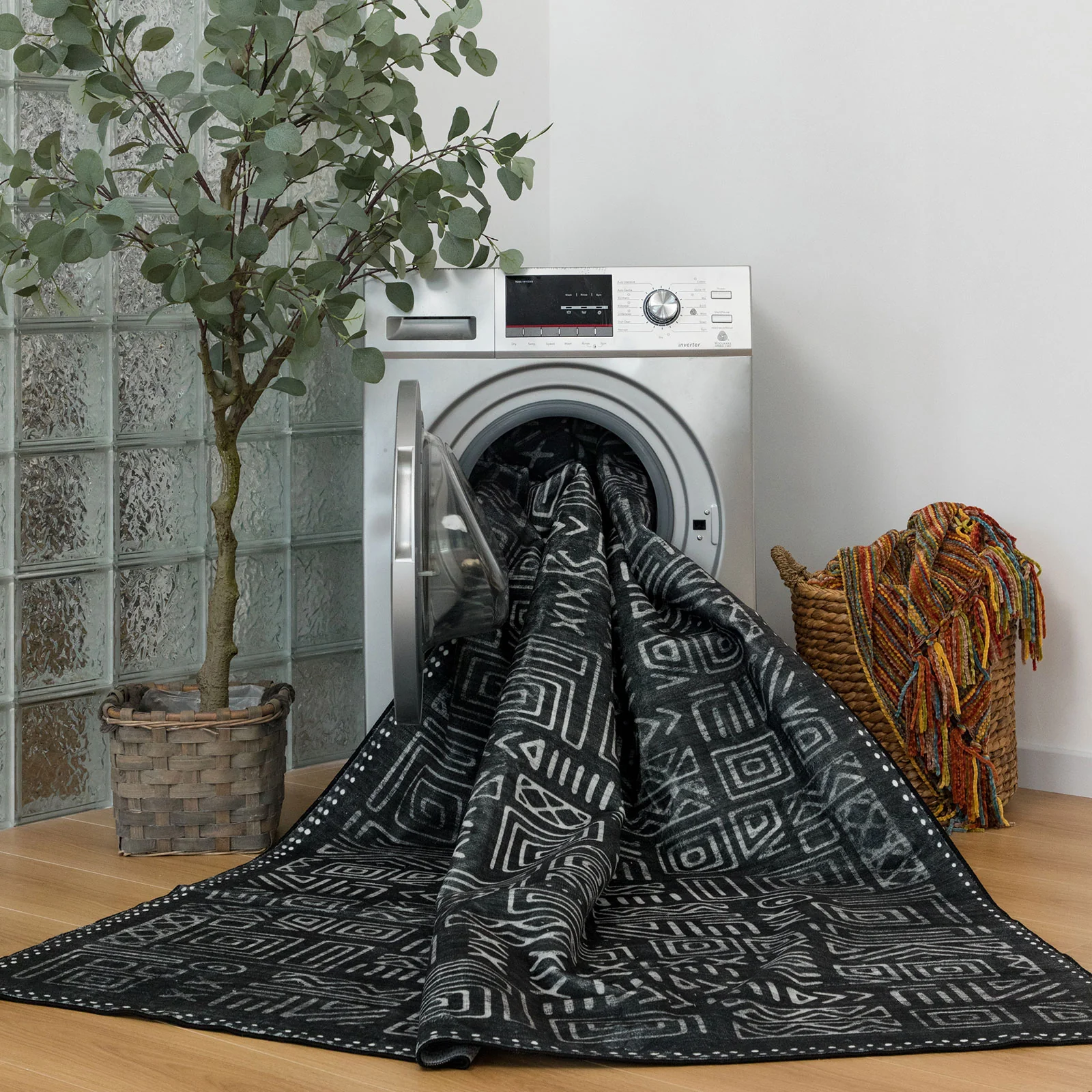 Clearance Extra Large Area Rug Charcoal Black Tribal Moroccan Geometric Non Slip Soft Plush Shaggy Machine Washable Carpet - Image 15