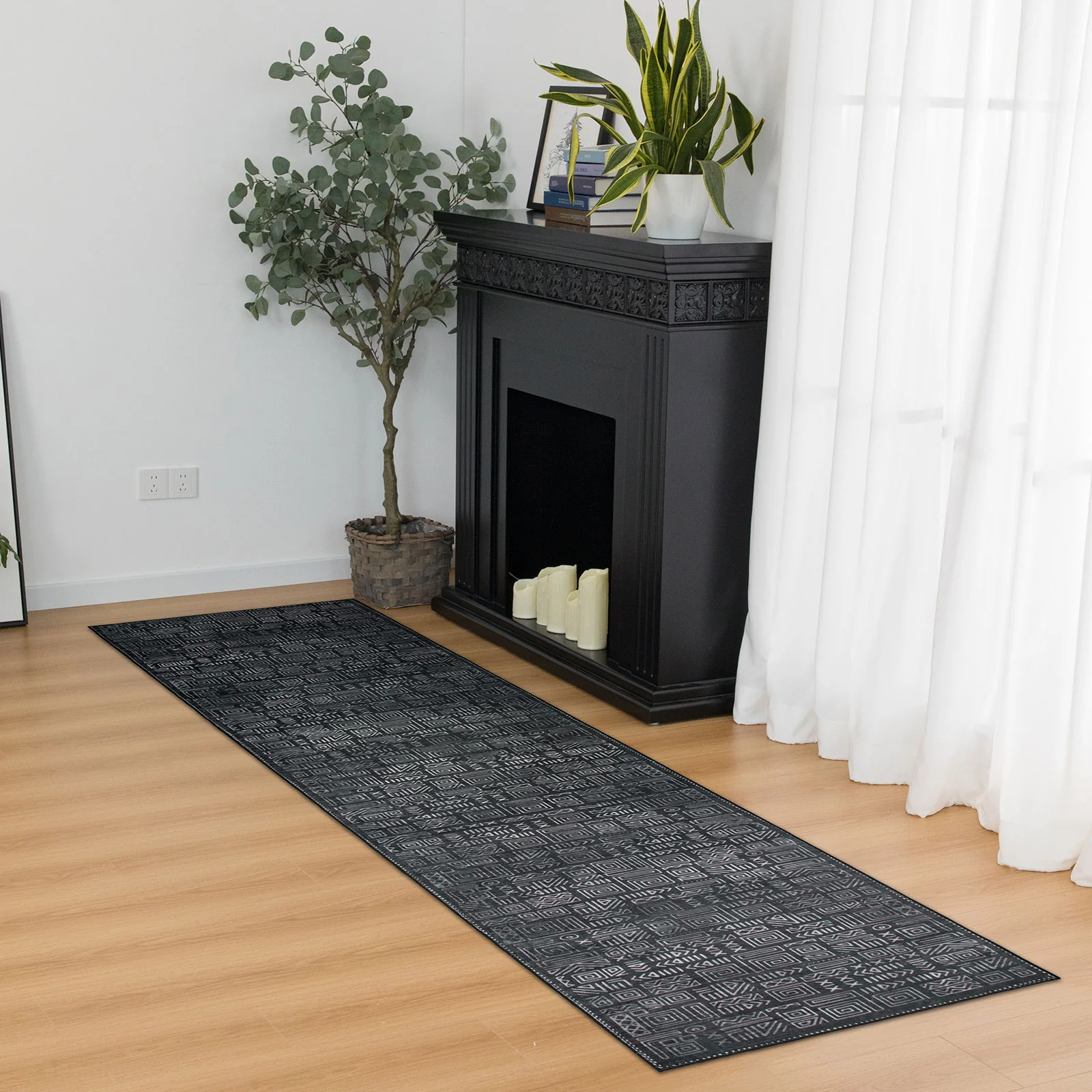 Clearance Extra Large Area Rug Charcoal Black Tribal Moroccan Geometric Non Slip Soft Plush Shaggy Machine Washable Carpet - Image 18