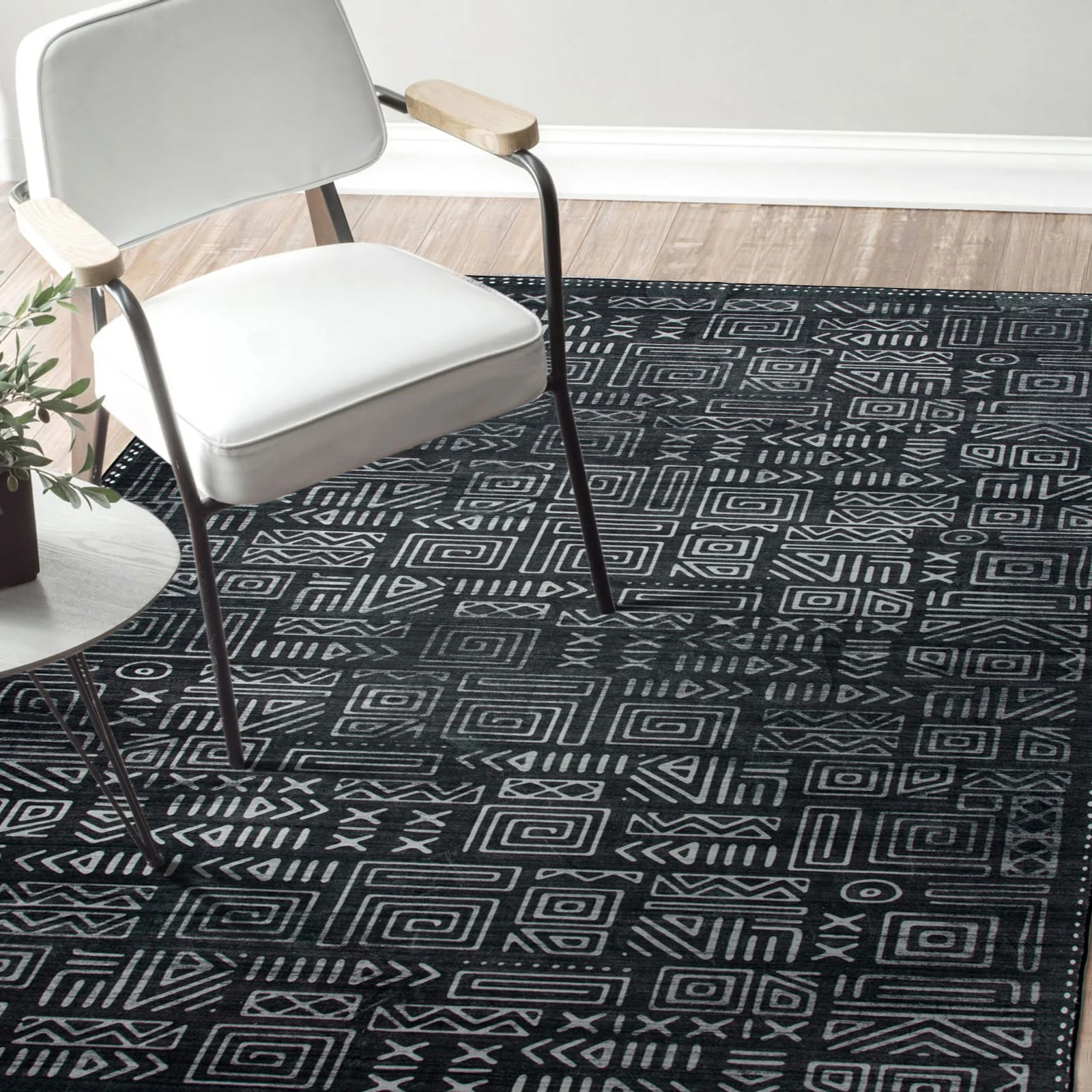 Clearance Extra Large Area Rug Charcoal Black Tribal Moroccan Geometric Non Slip Soft Plush Shaggy Machine Washable Carpet - Image 8