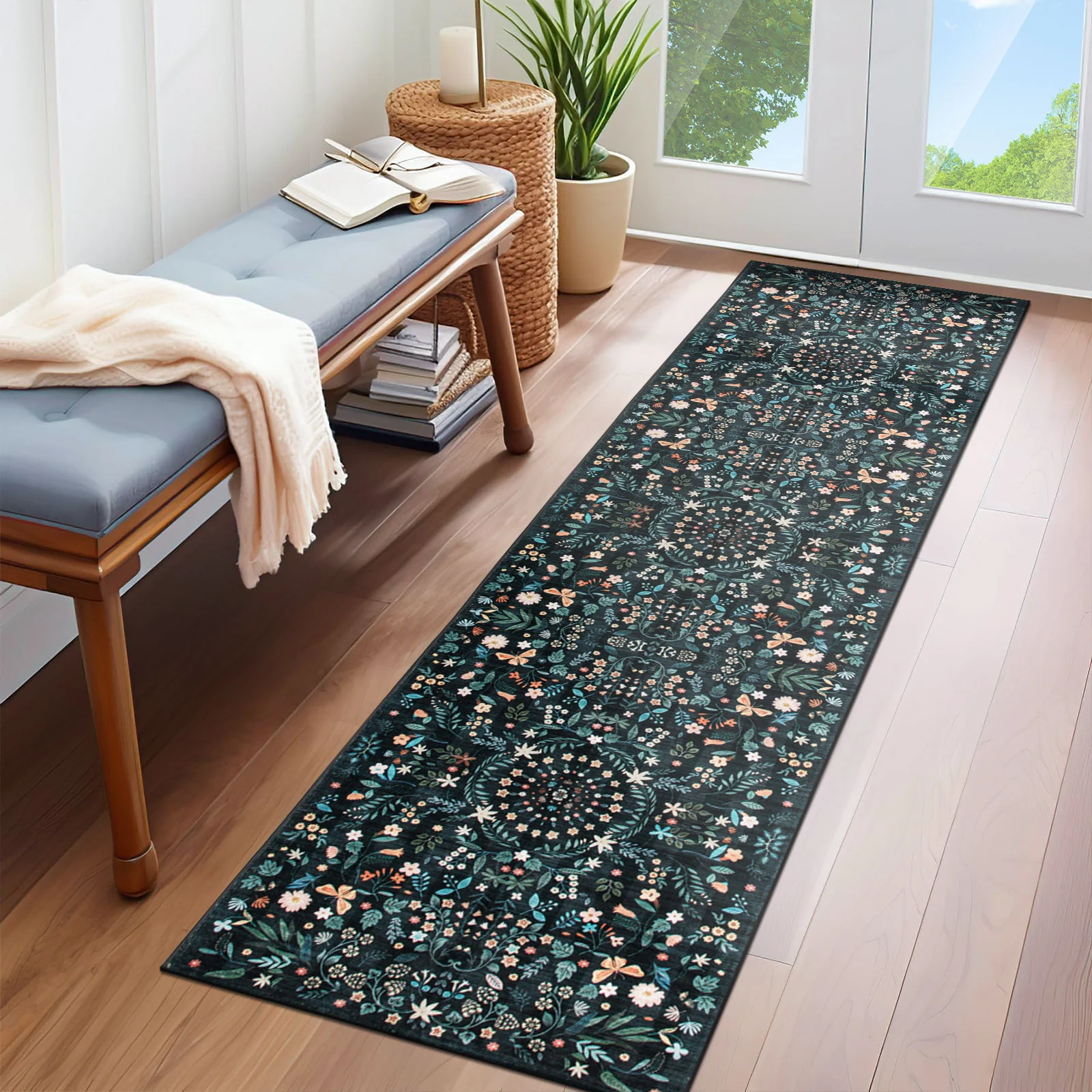 Extra Large Area Rug Charcoal Green Beautiful Mandala Carpet Soft Boho Chic Mat Machine Washable - Image 13