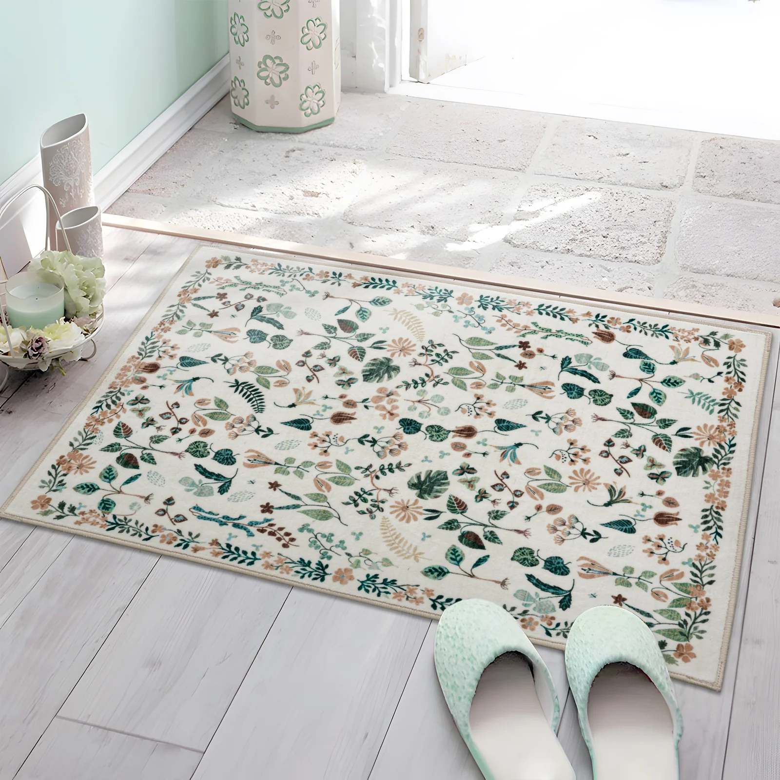 Extra Large Tropical Rug Ivory Cream White Beautiful Jungle Carpet Machine Washable Dining Room Mat Kids Room Rugs - Image 13