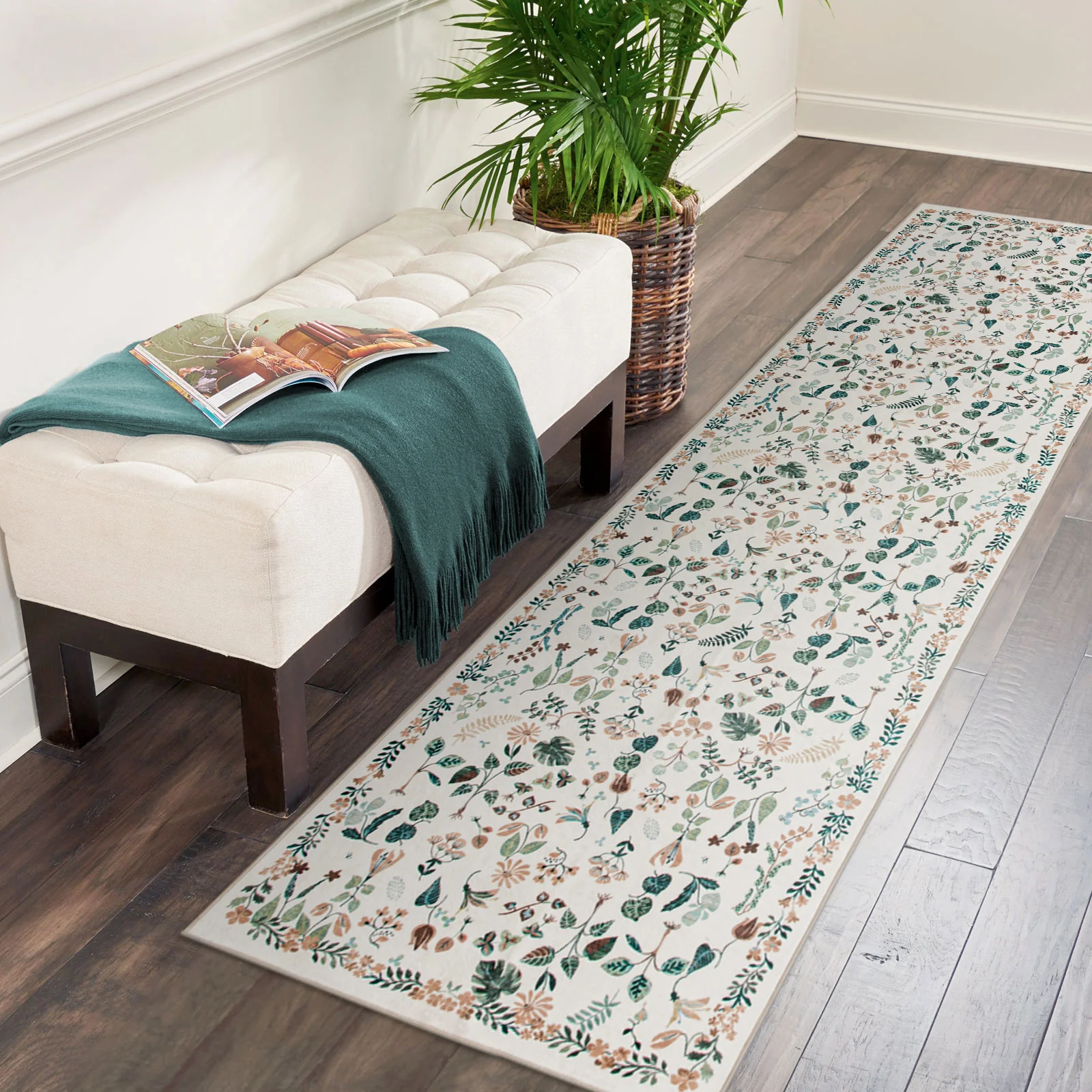 Extra Large Tropical Rug Ivory Cream White Beautiful Jungle Carpet Machine Washable Dining Room Mat Kids Room Rugs - Image 14