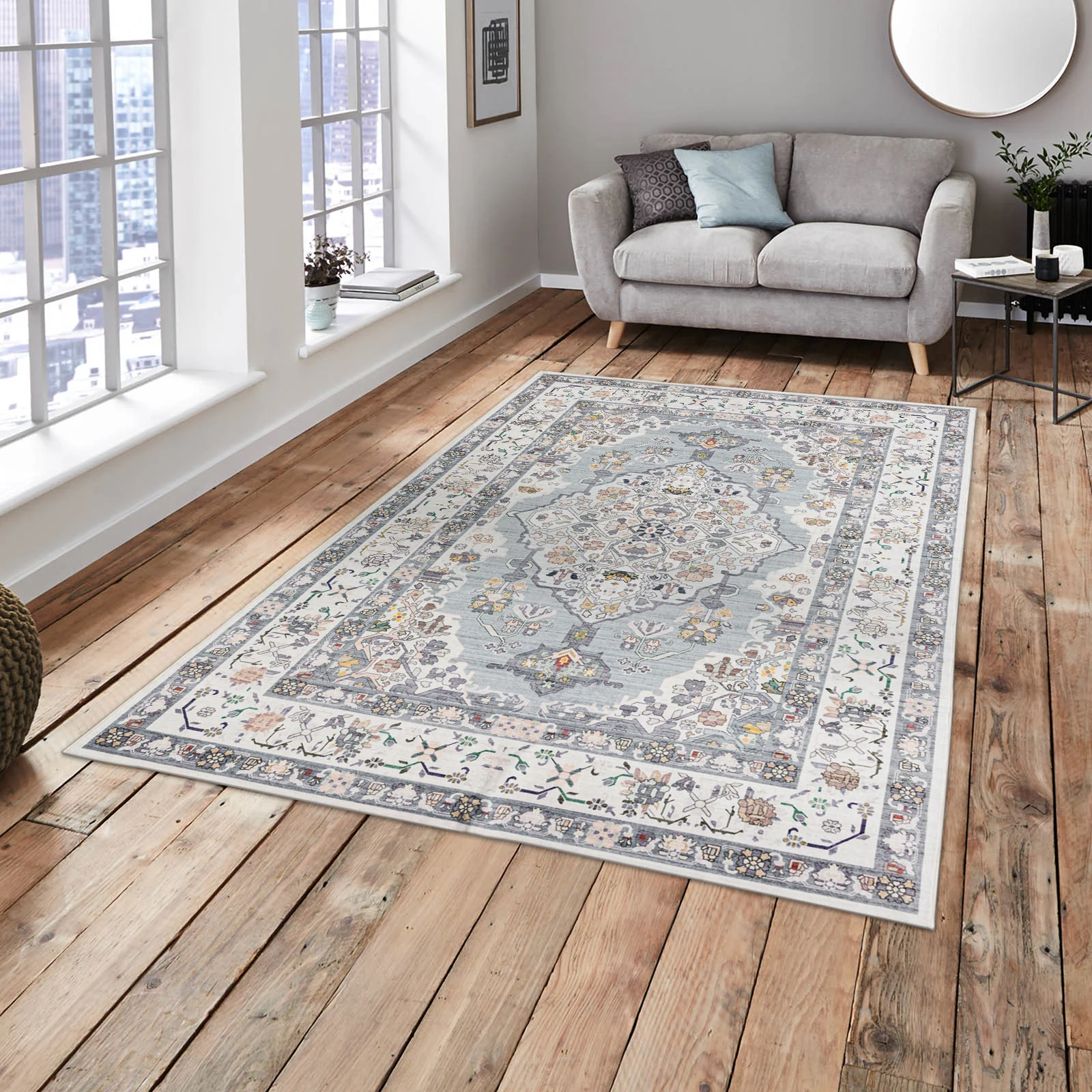 Flash Deal Extra Large Area Rug Mint Green Neutral Beautiful Medallion Carpet Corridor Rugs Machine Washable - Image 11