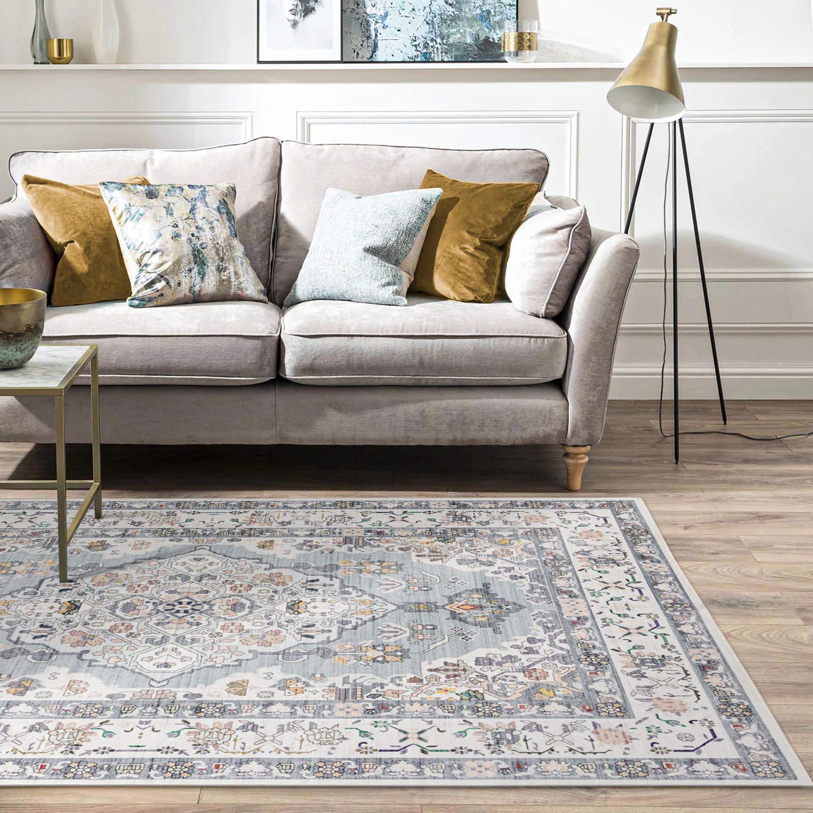 Flash Deal Extra Large Area Rug Mint Green Neutral Beautiful Medallion Carpet Corridor Rugs Machine Washable - Image 12