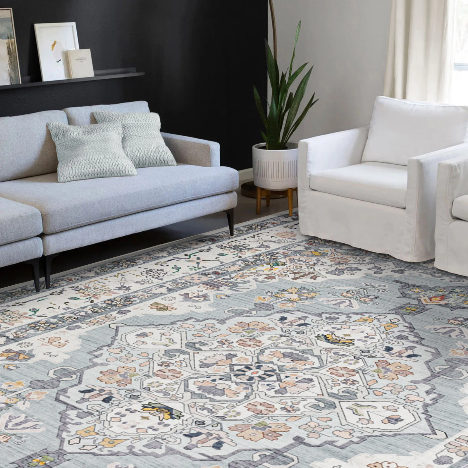 Flash Deal Extra Large Area Rug Mint Green Neutral Beautiful Medallion Carpet Corridor Rugs Machine Washable - Image 13