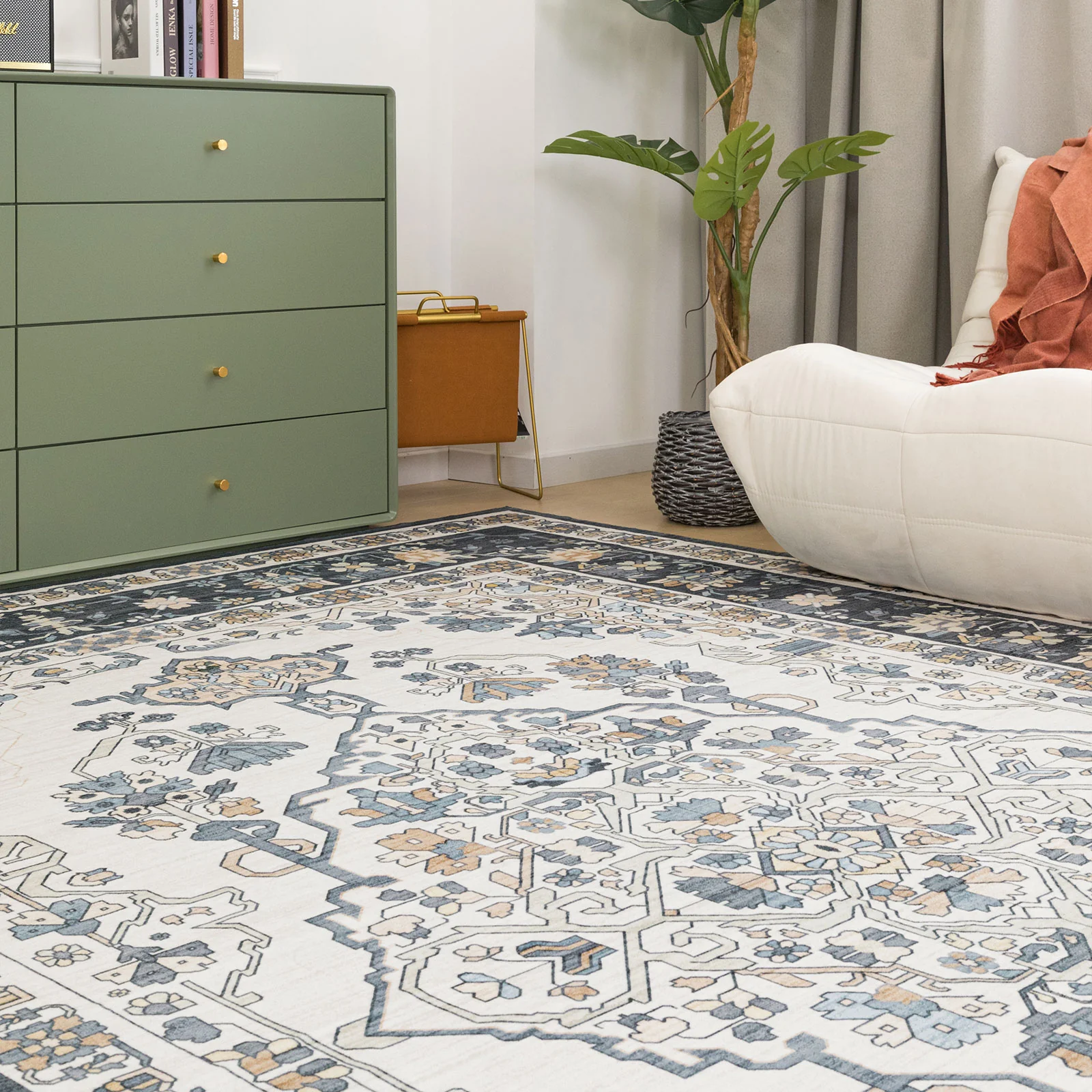 Flash Deal Extra Large Area Rug Mint Green Neutral Beautiful Medallion Carpet Corridor Rugs Machine Washable - Image 15