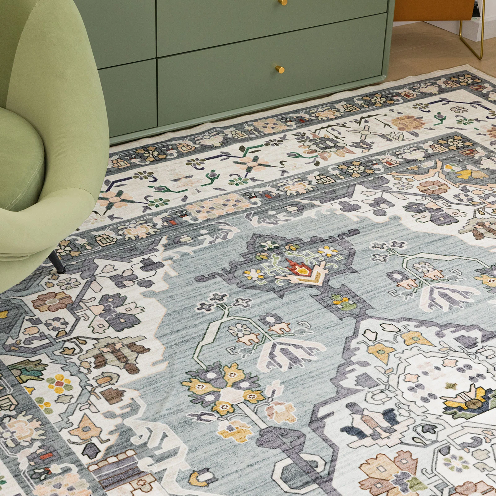 Flash Deal Extra Large Area Rug Mint Green Neutral Beautiful Medallion Carpet Corridor Rugs Machine Washable - Image 17
