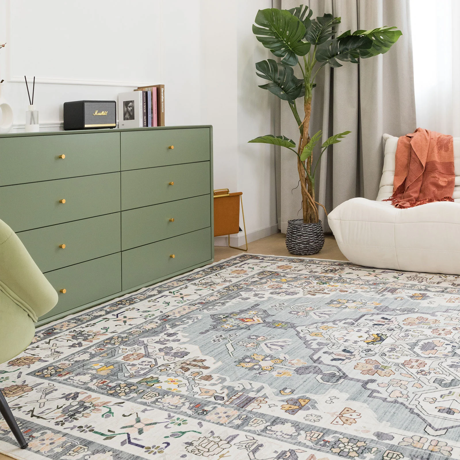 Flash Deal Extra Large Area Rug Mint Green Neutral Beautiful Medallion Carpet Corridor Rugs Machine Washable - Image 20