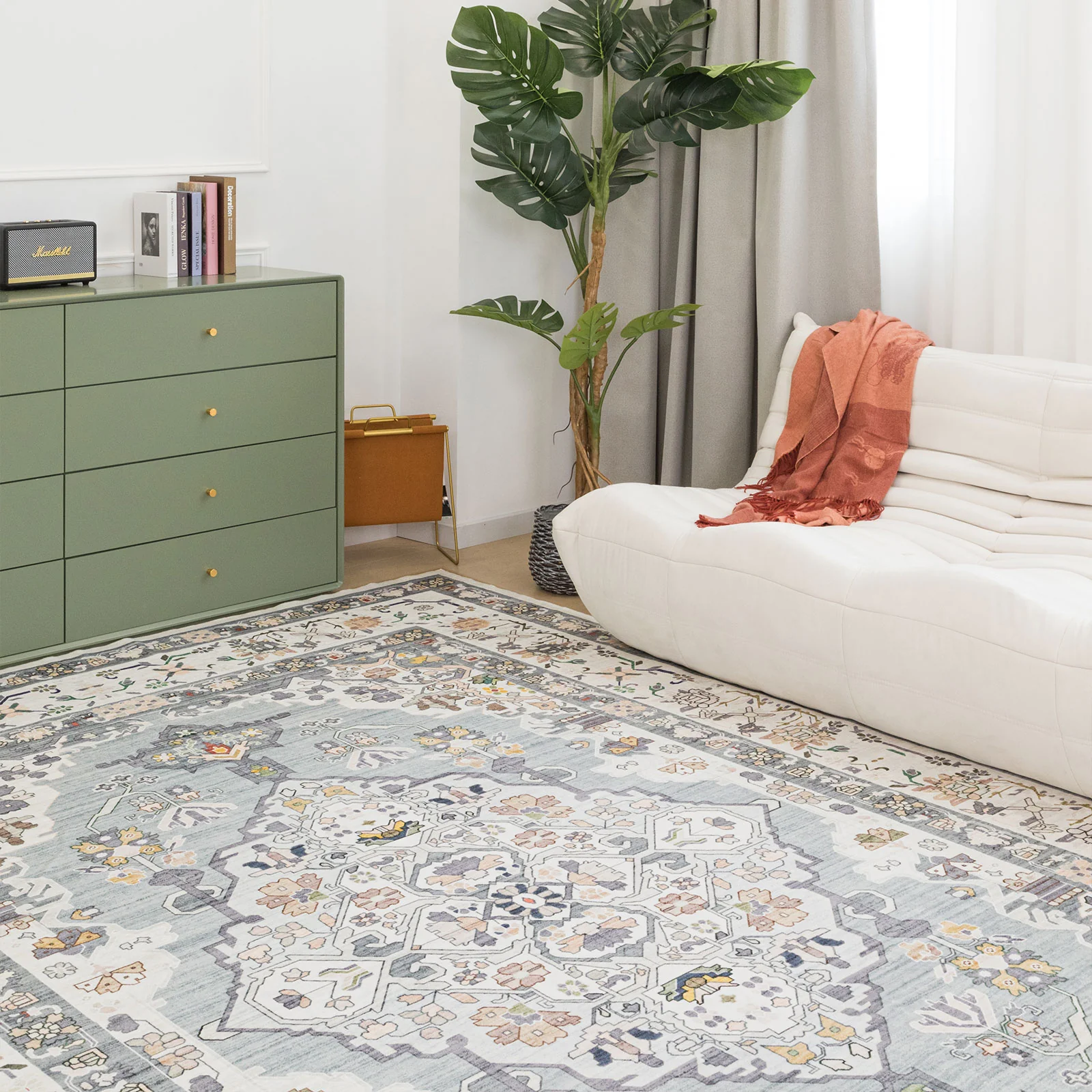 Flash Deal Extra Large Area Rug Mint Green Neutral Beautiful Medallion Carpet Corridor Rugs Machine Washable - Image 25