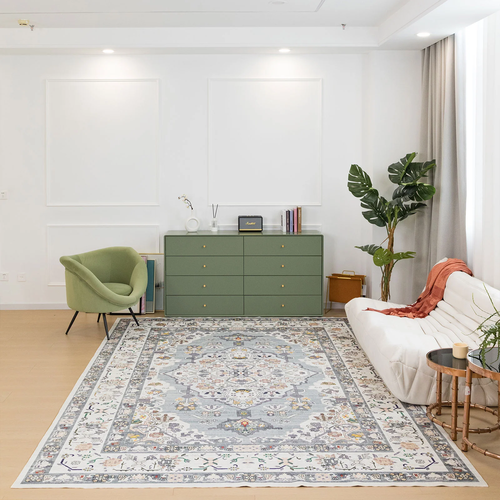 Flash Deal Extra Large Area Rug Mint Green Neutral Beautiful Medallion Carpet Corridor Rugs Machine Washable - Image 4