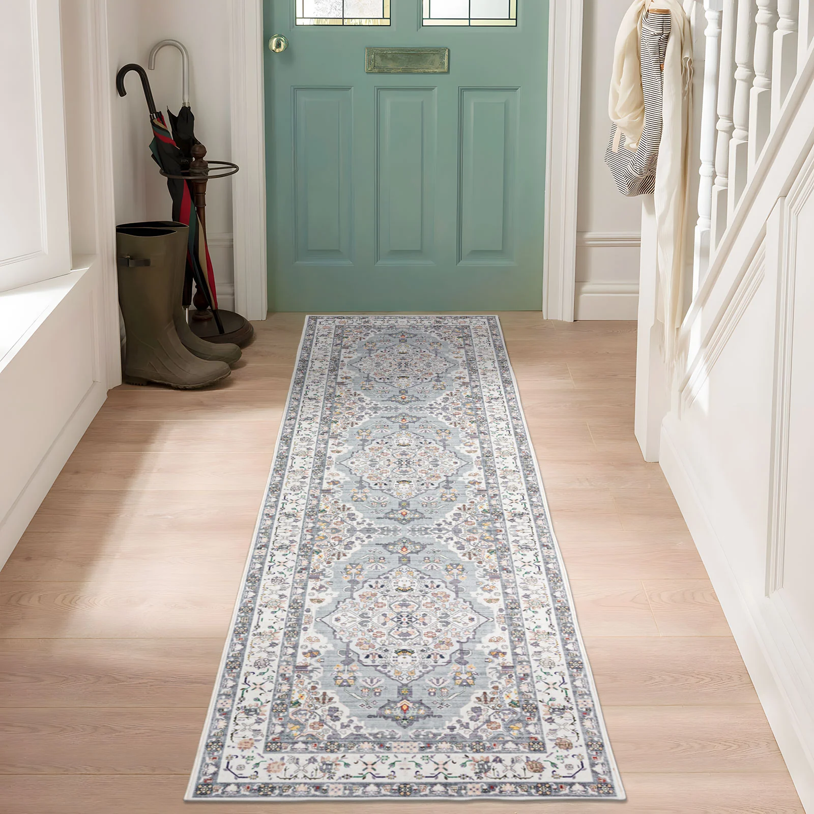 Flash Deal Extra Large Area Rug Mint Green Neutral Beautiful Medallion Carpet Corridor Rugs Machine Washable - Image 5
