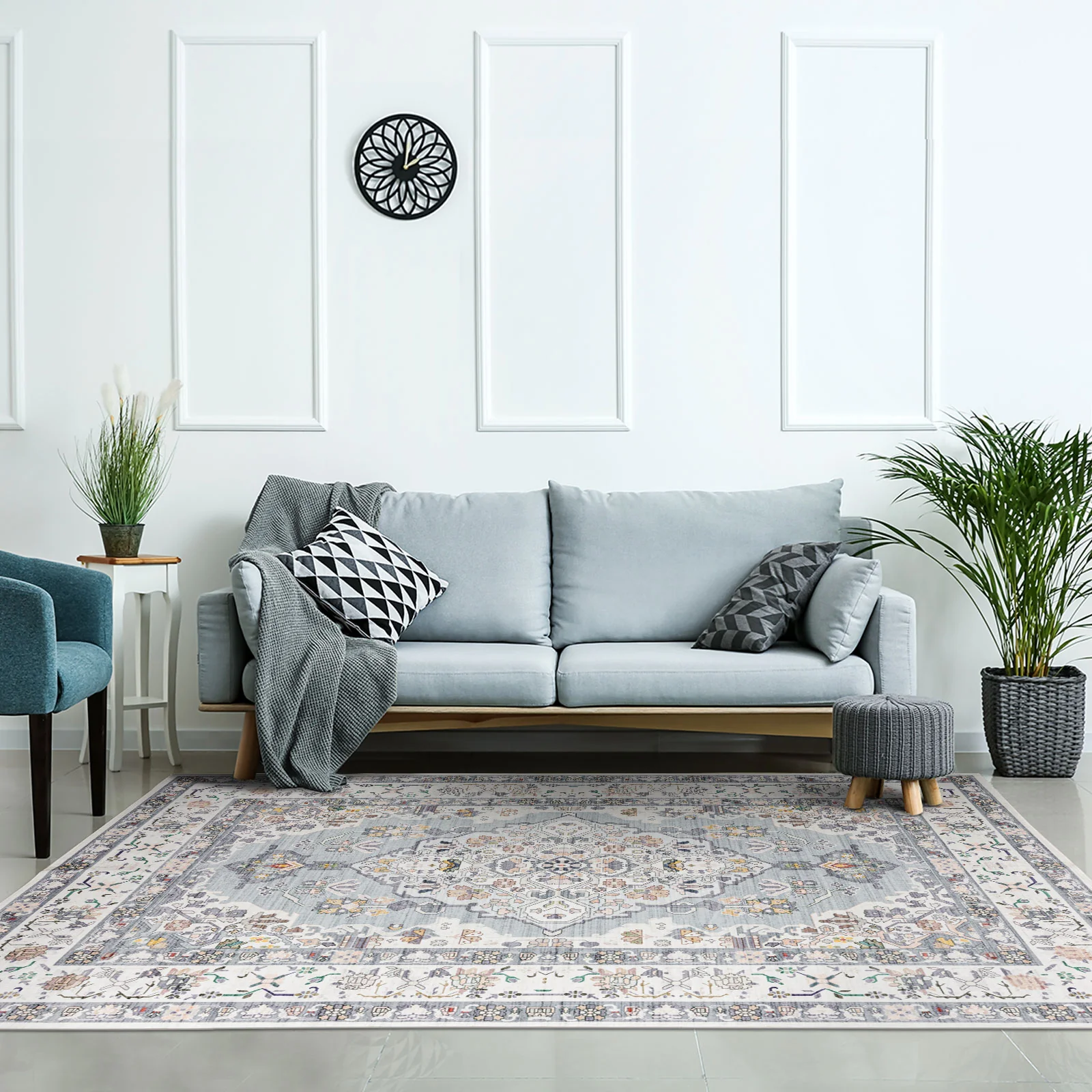 Flash Deal Extra Large Area Rug Mint Green Neutral Beautiful Medallion Carpet Corridor Rugs Machine Washable - Image 6