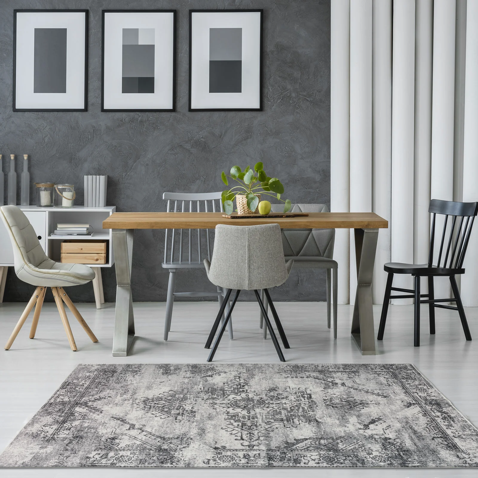 Clearance Extra Large Beautiful Rug Charcoal Black Soft Thick Warm Distressed Vintage Tufted Carpet Shaggy Runners Machine Washable - Image 3