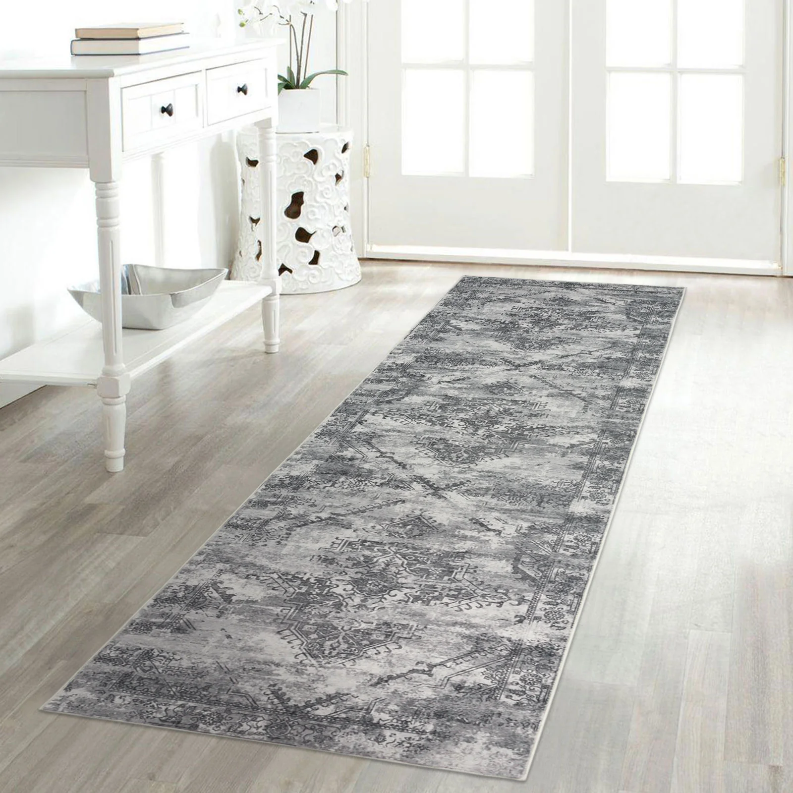 Clearance Extra Large Beautiful Rug Charcoal Black Soft Thick Warm Distressed Vintage Tufted Carpet Shaggy Runners Machine Washable - Image 9